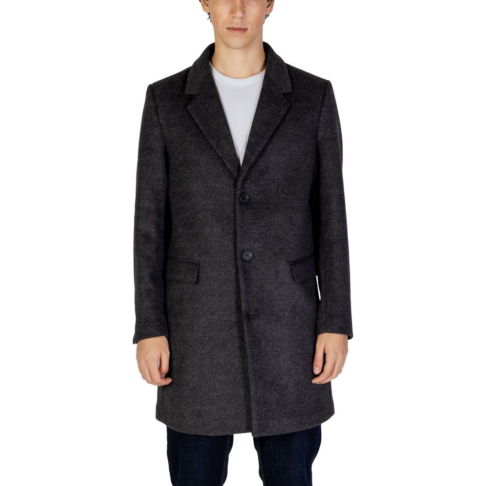 Gray Polyester Coat - ventzia