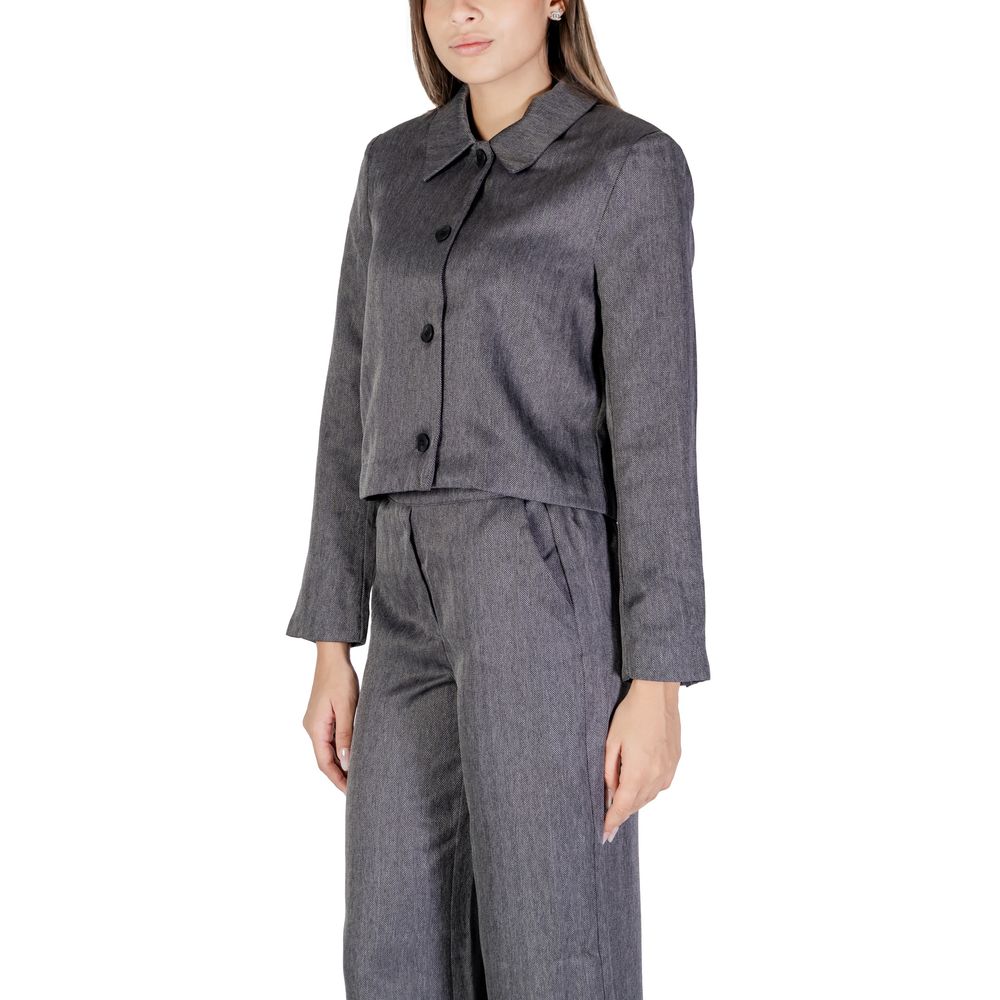 Gray Polyester Blazer - ventzia