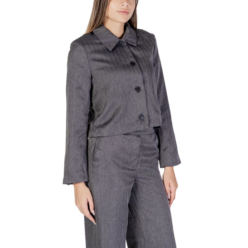 Gray Polyester Blazer - ventzia