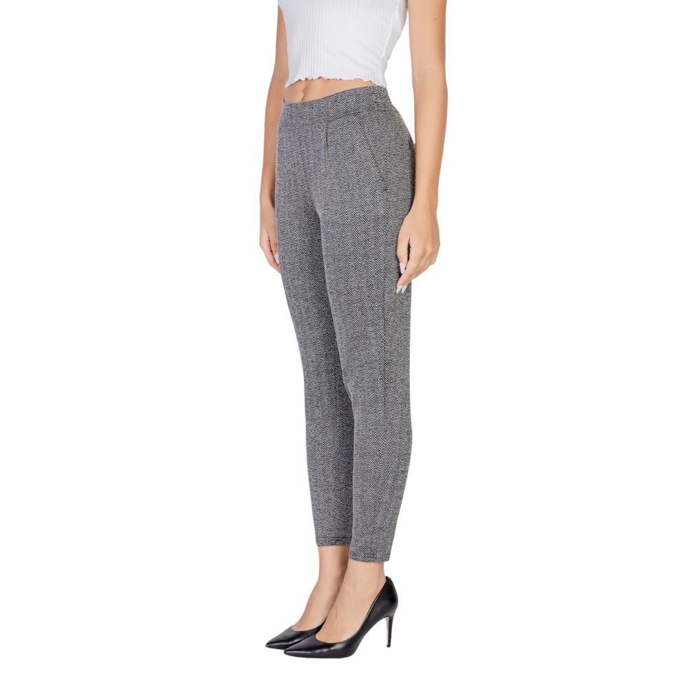 Black Polyester Skinny Pant - ventzia