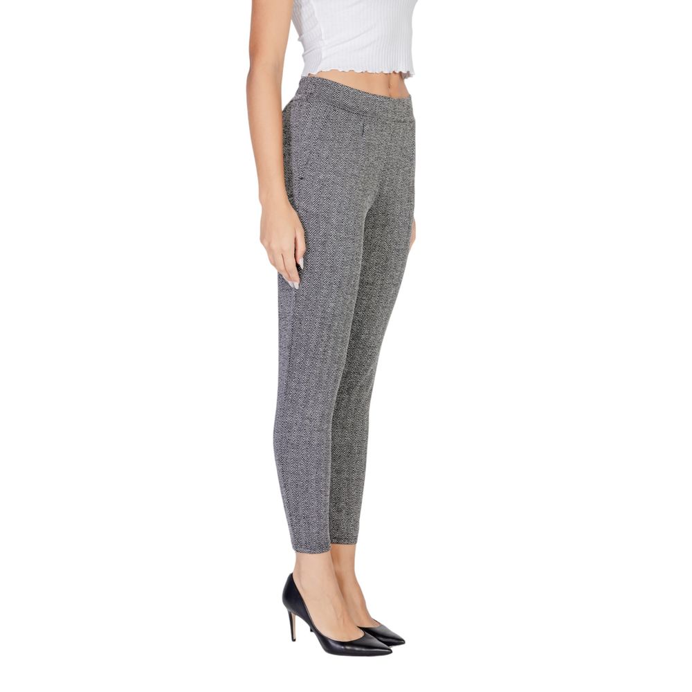 Black Polyester Skinny Pant - ventzia
