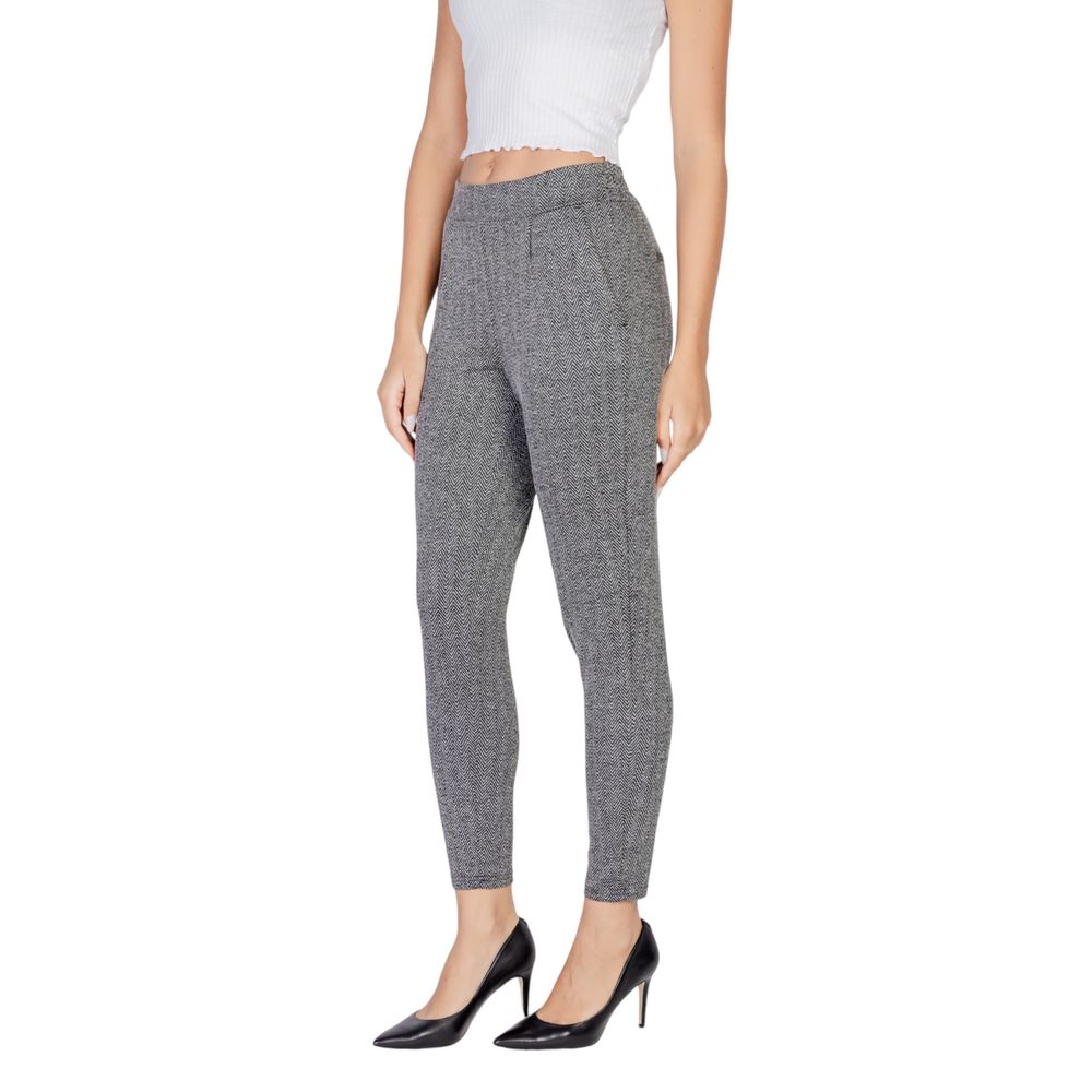 Black Polyester Skinny Pant - ventzia