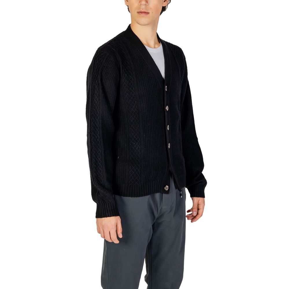 Black Polyester Cardigan - ventzia