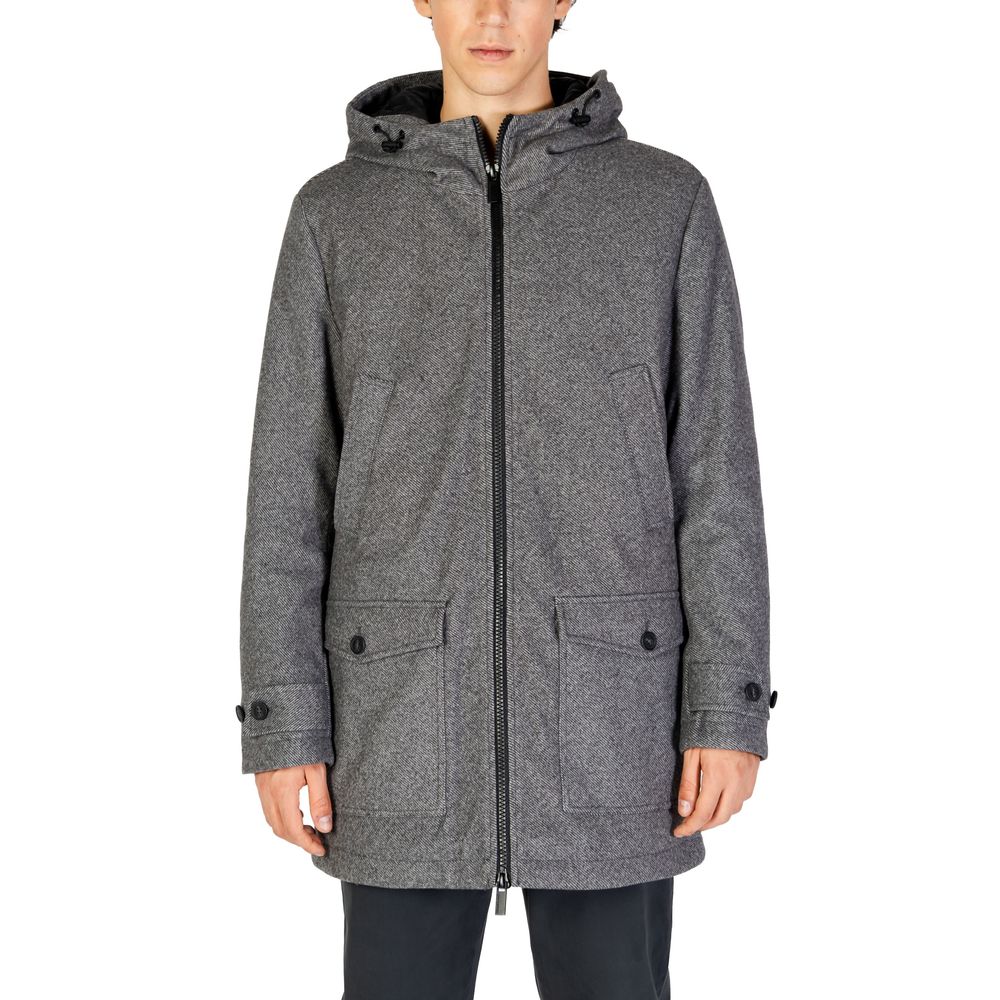Gray Polyester Coat - ventzia