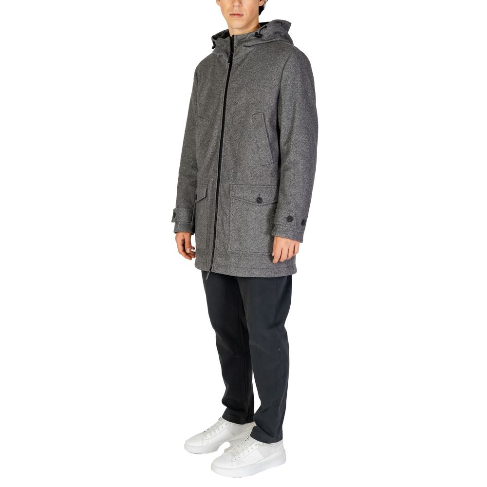 Gray Polyester Coat - ventzia