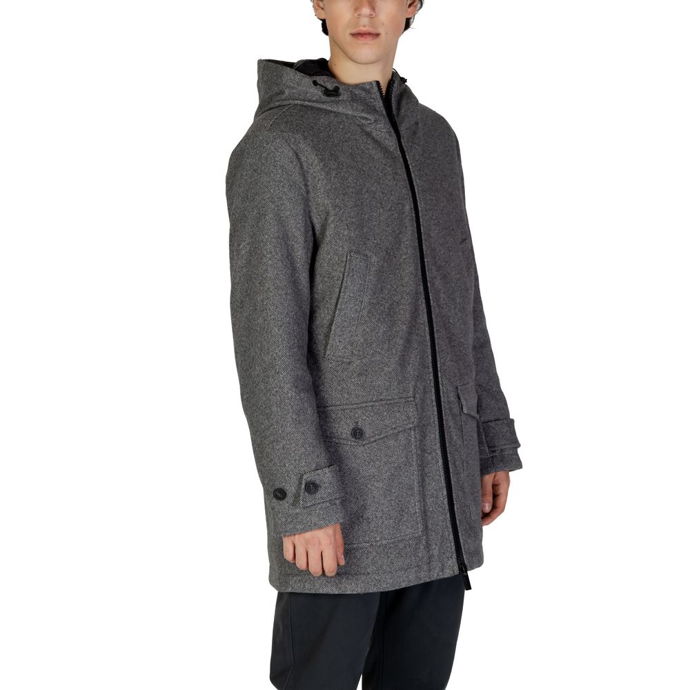 Gray Polyester Coat - ventzia