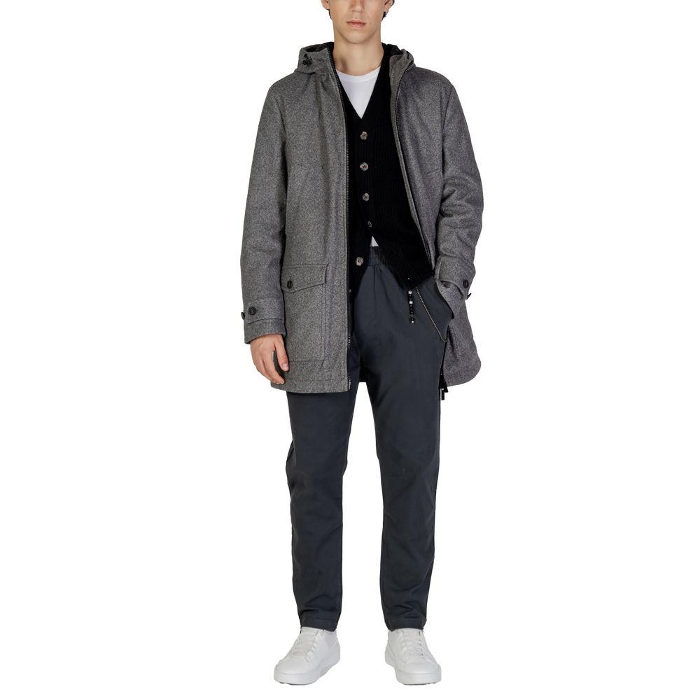 Gray Polyester Coat - ventzia