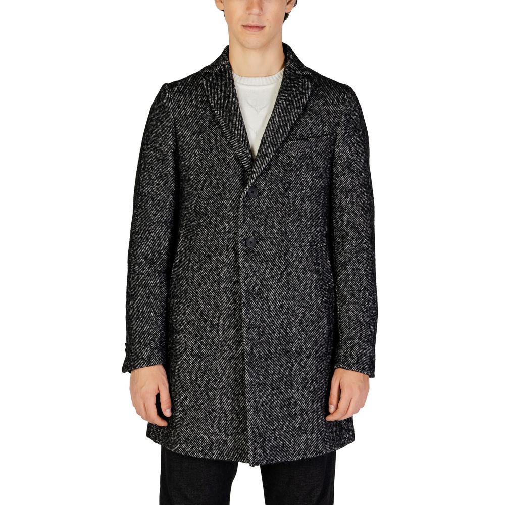 Black Polyester Coat - ventzia