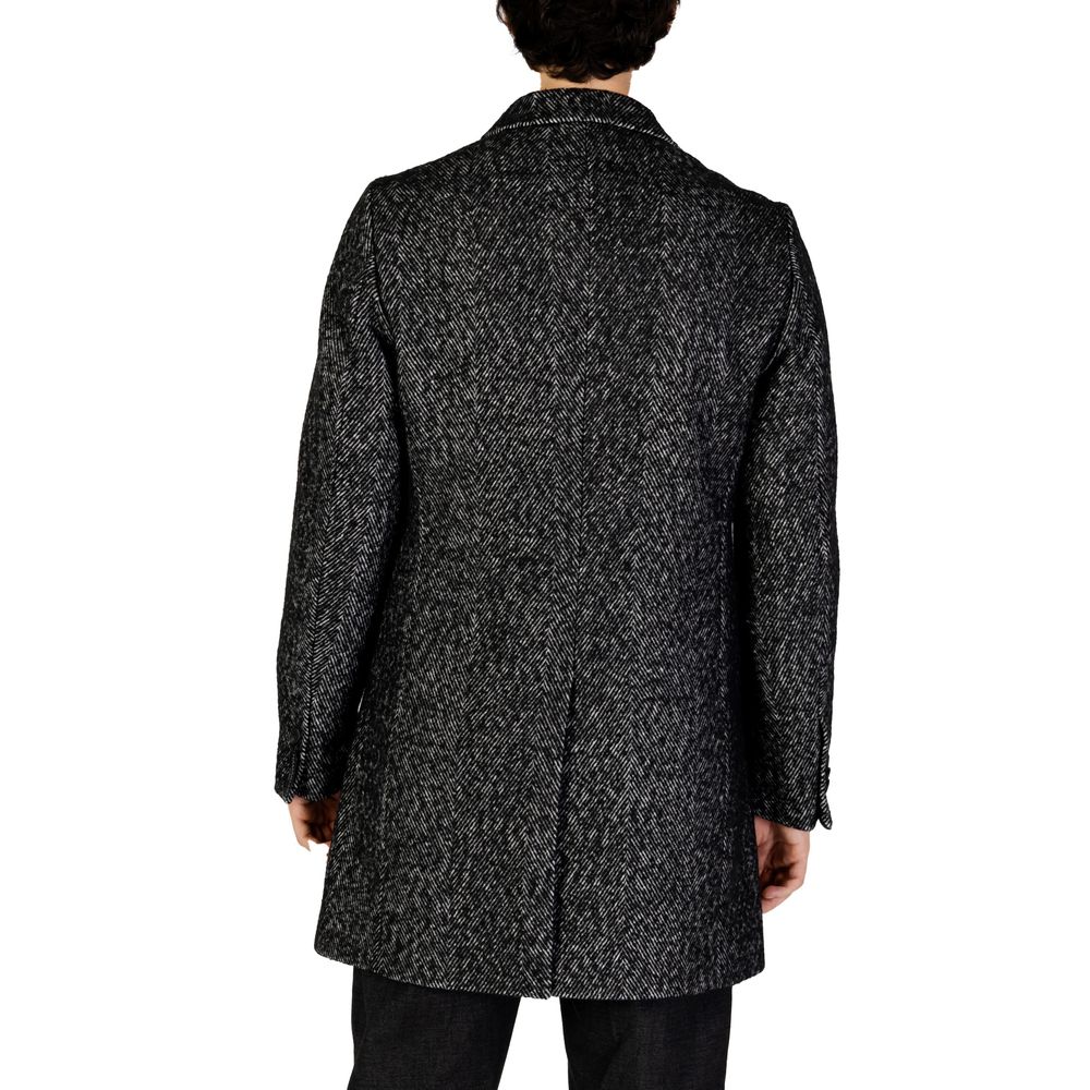 Black Polyester Coat - ventzia