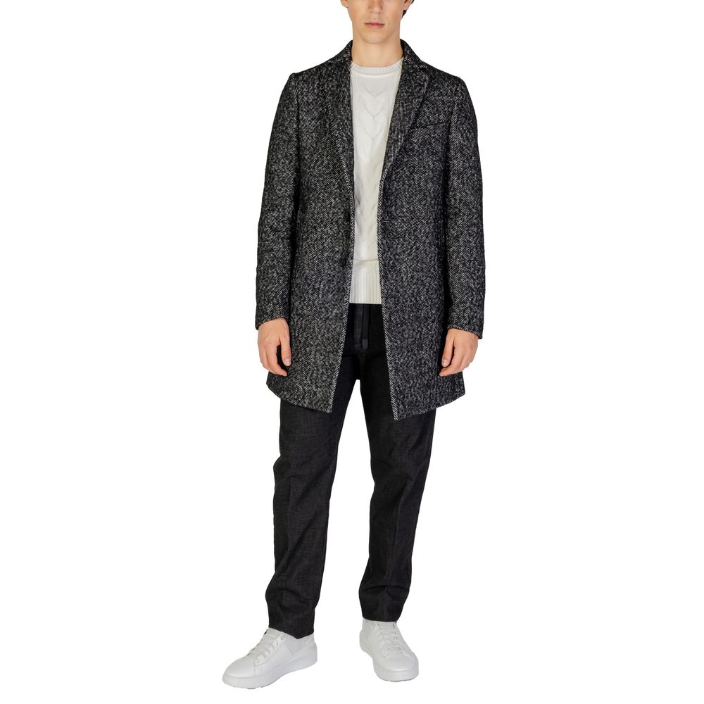 Black Polyester Coat - ventzia