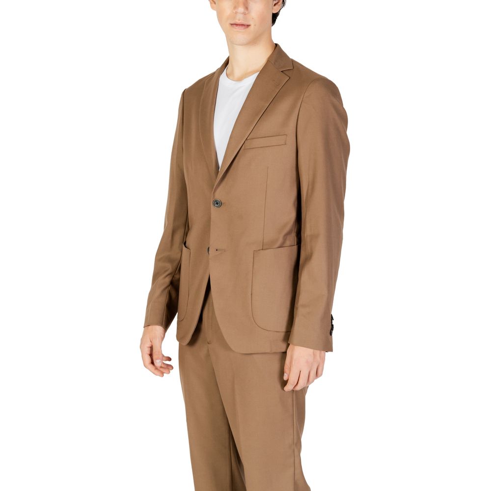 Beige Polyester Blazer - ventzia