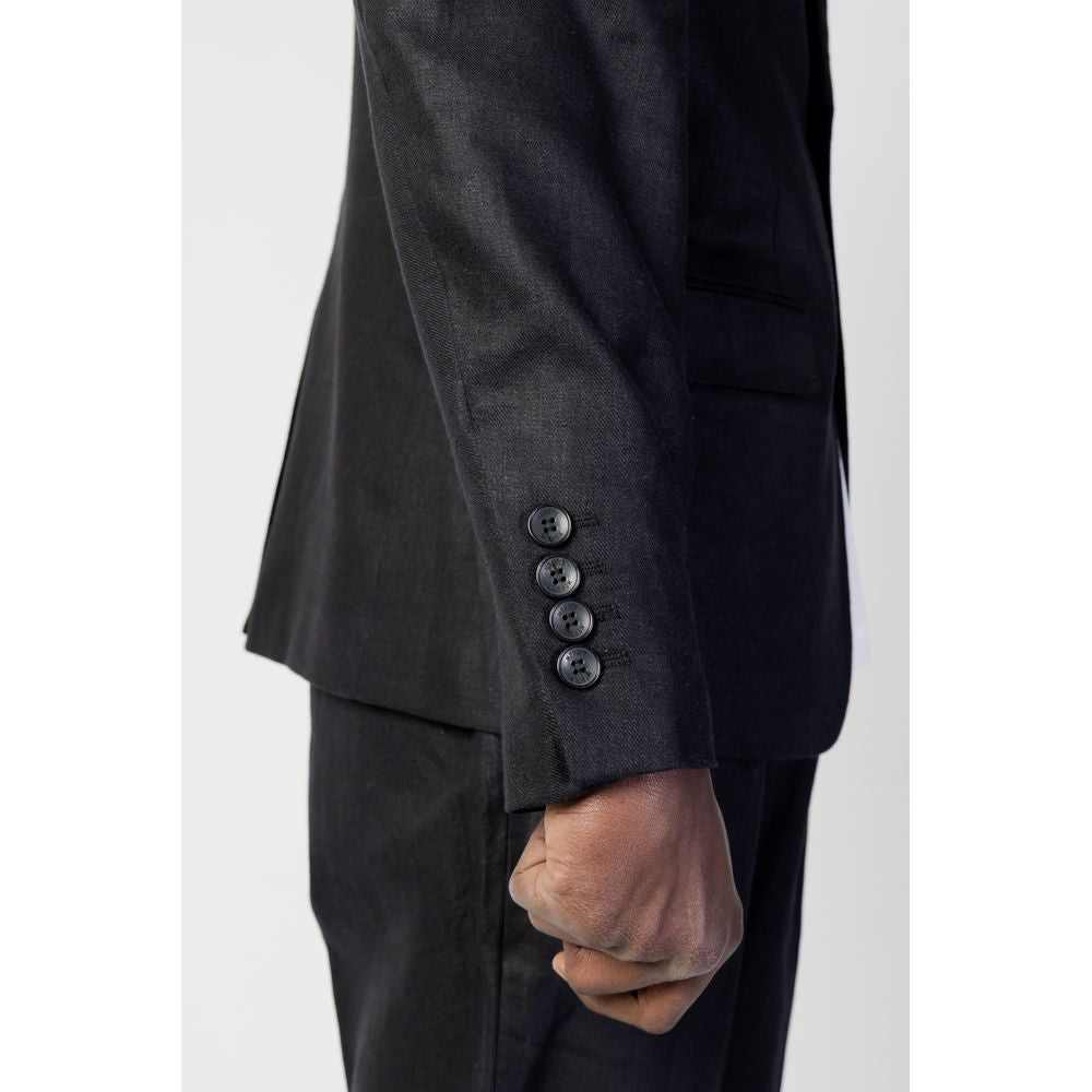 Black Linen Blazer - ventzia