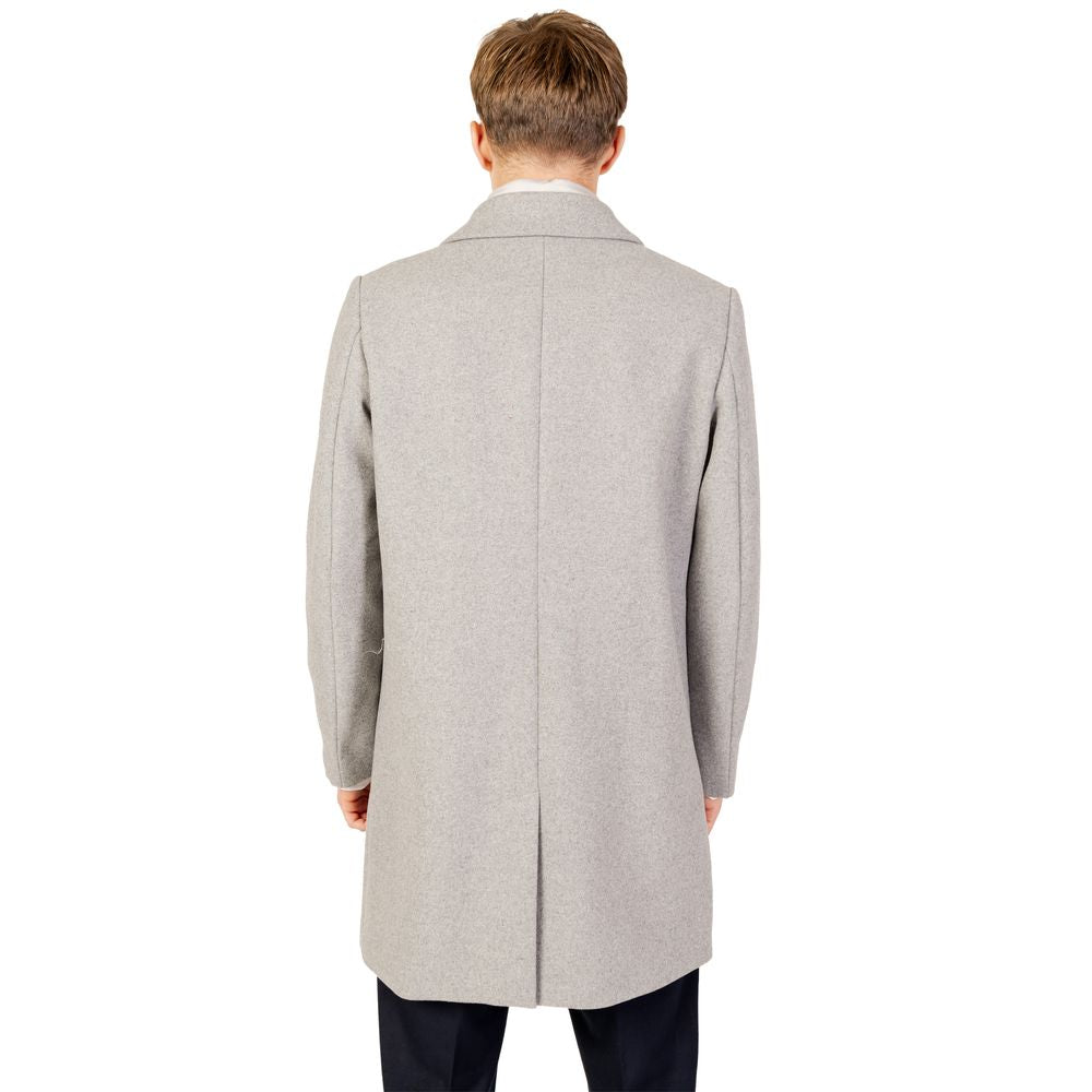 Gray Polyester Coat - ventzia