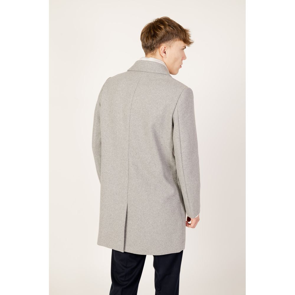 Gray Polyester Coat - ventzia