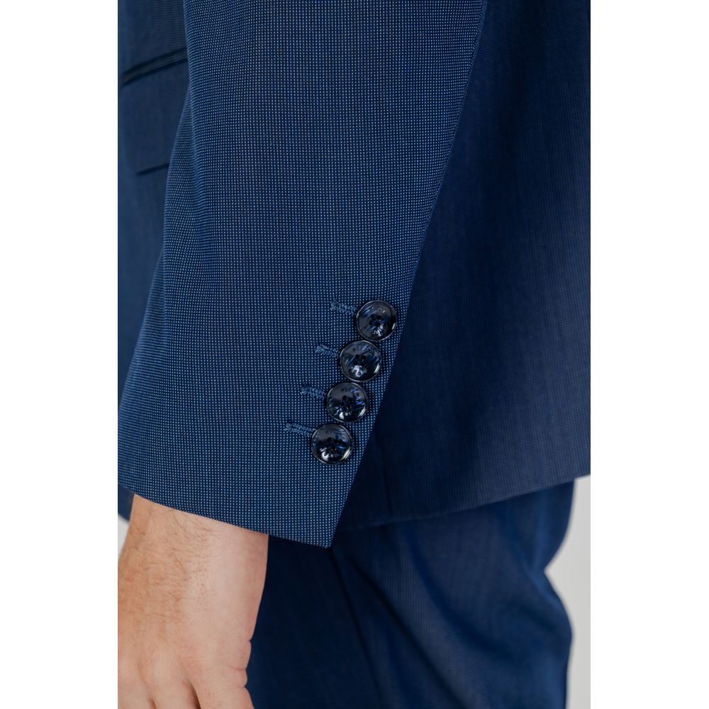 Blue Polyester Blazer - ventzia