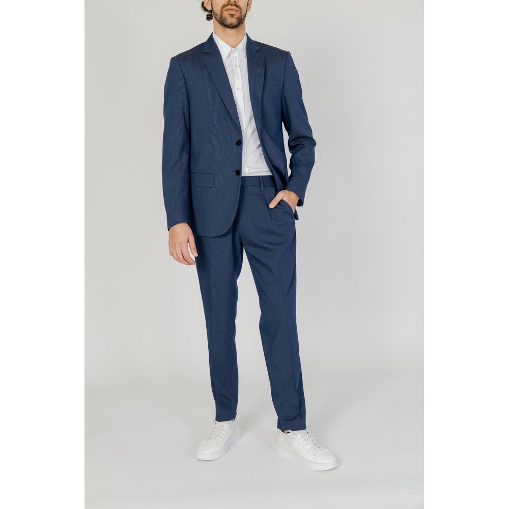 Blue Polyester Blazer - ventzia