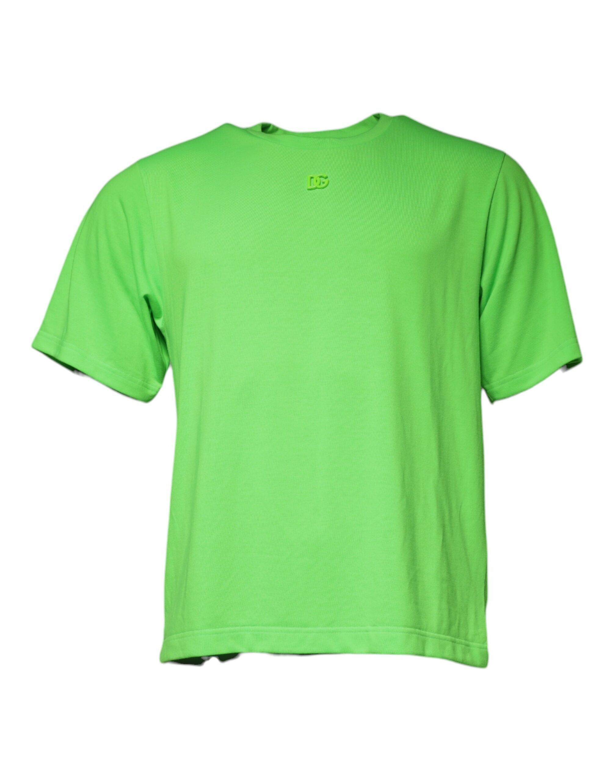 Green Logo Round Neck Short Sleeves T-shirt - ventzia