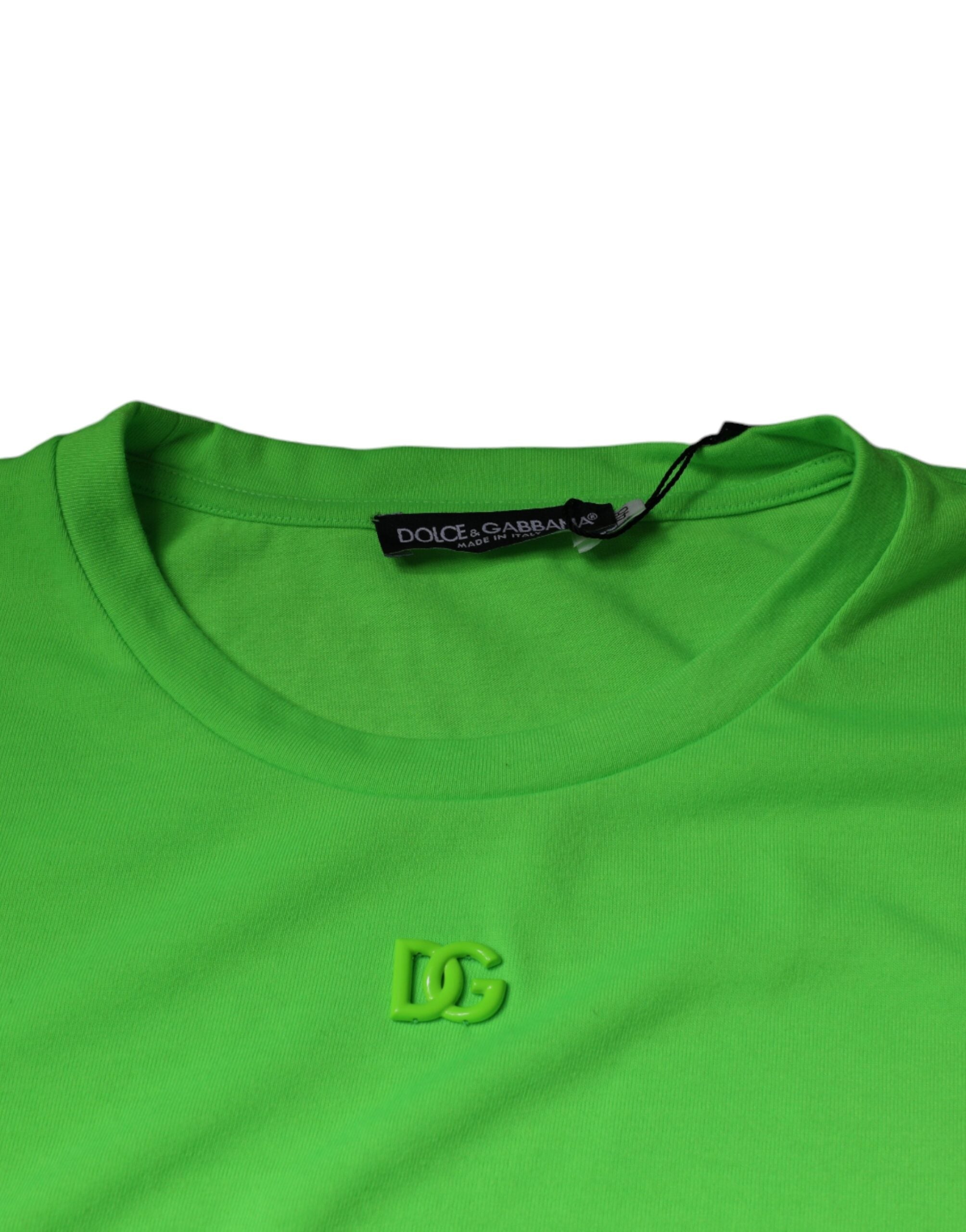 Green Logo Round Neck Short Sleeves T-shirt - ventzia