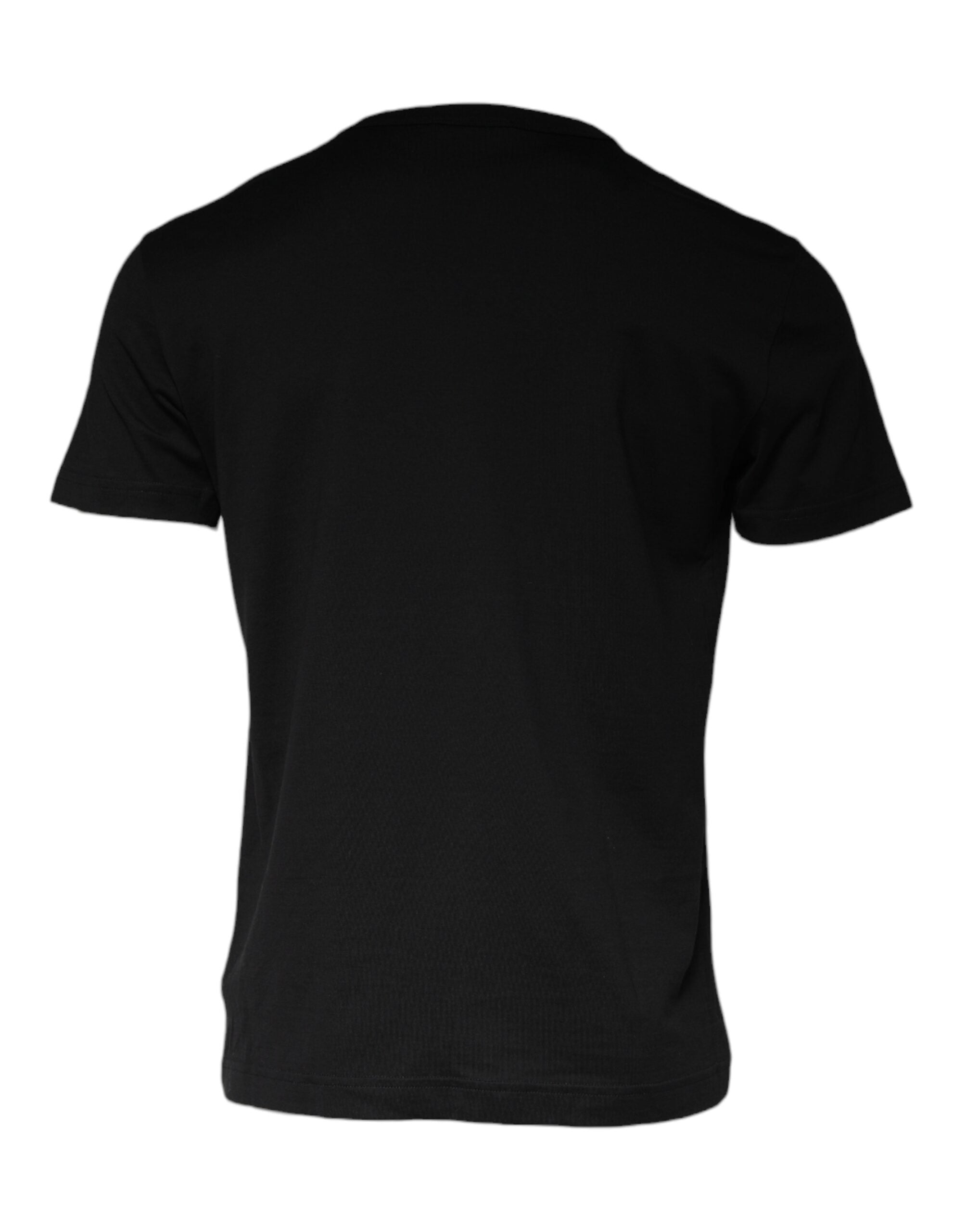 Black Cotton Necklace Embellished T-shirt - ventzia