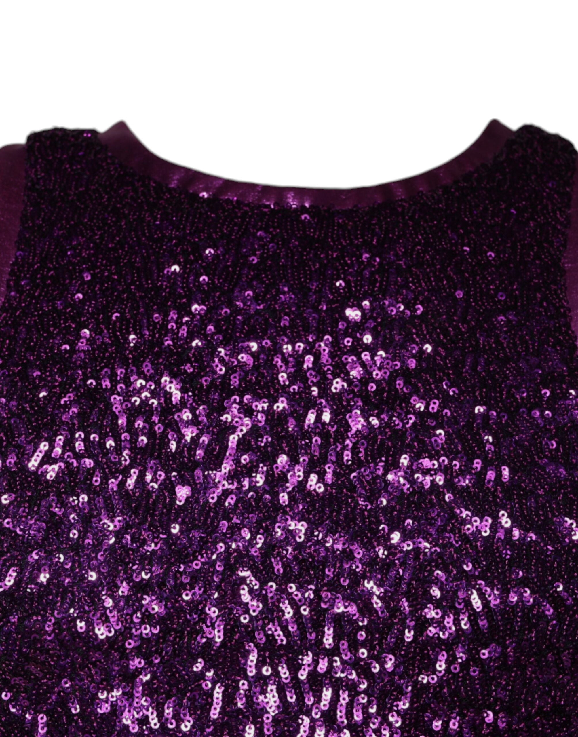 Purple Sequin Round Neck Sleeveless T-shirt - ventzia