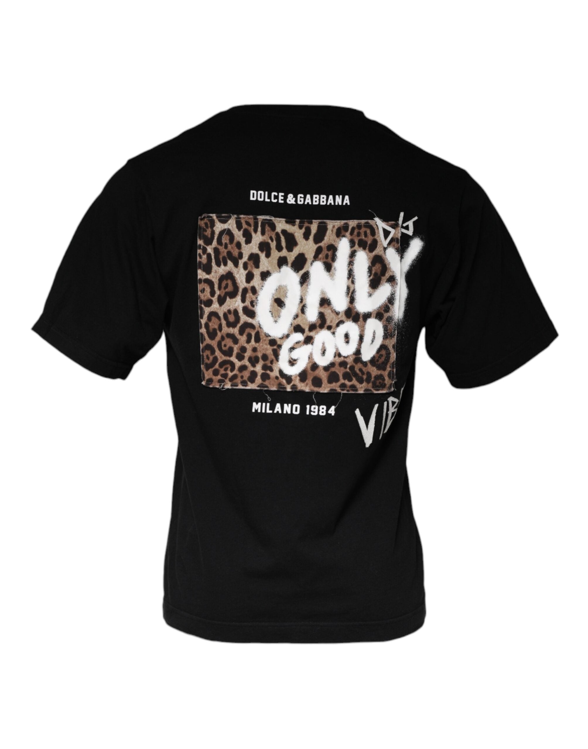 Black Amore Print Cotton Crew Neck T-shirt - ventzia