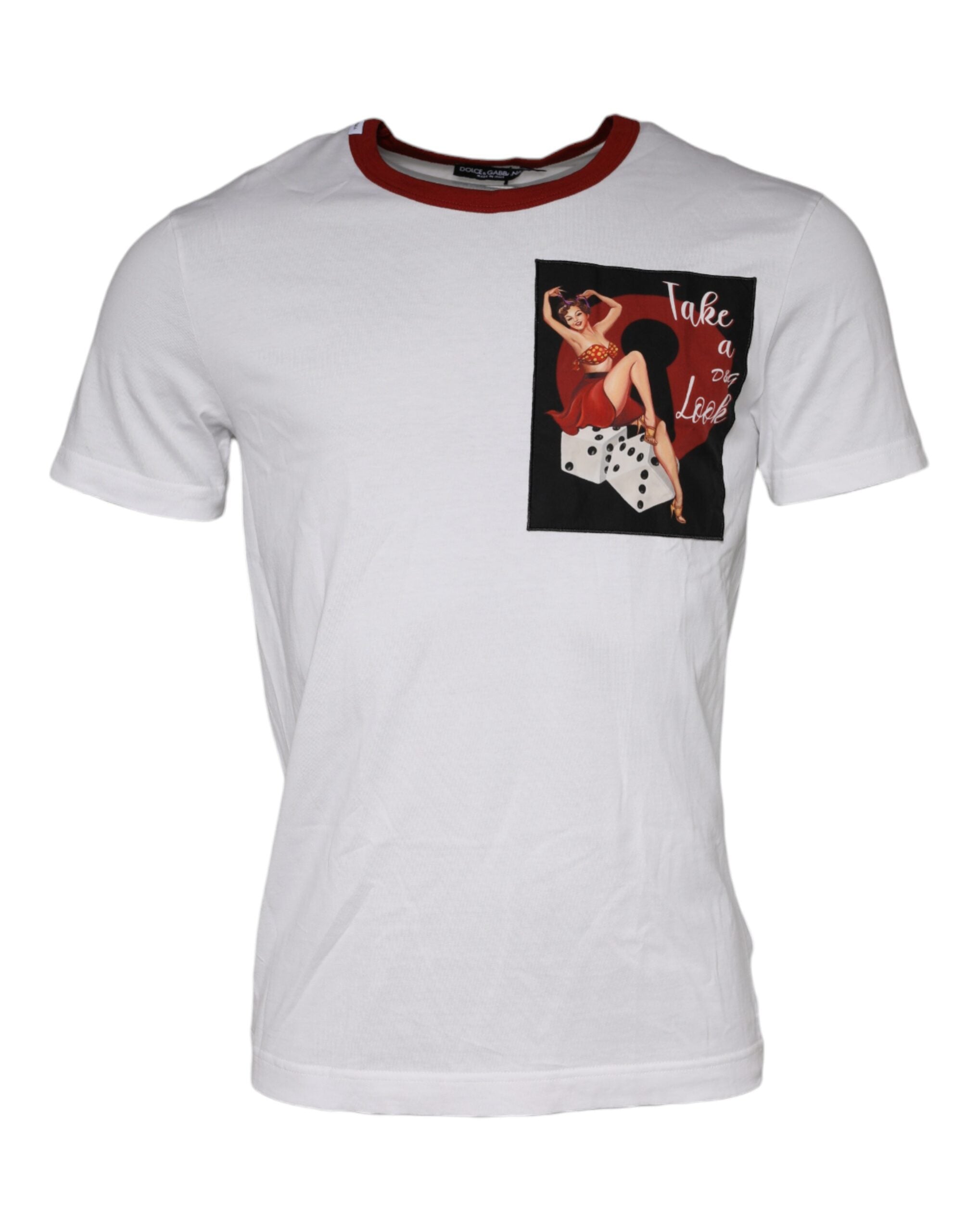 White Graphic Print Cotton Crew Neck T-shirt - ventzia
