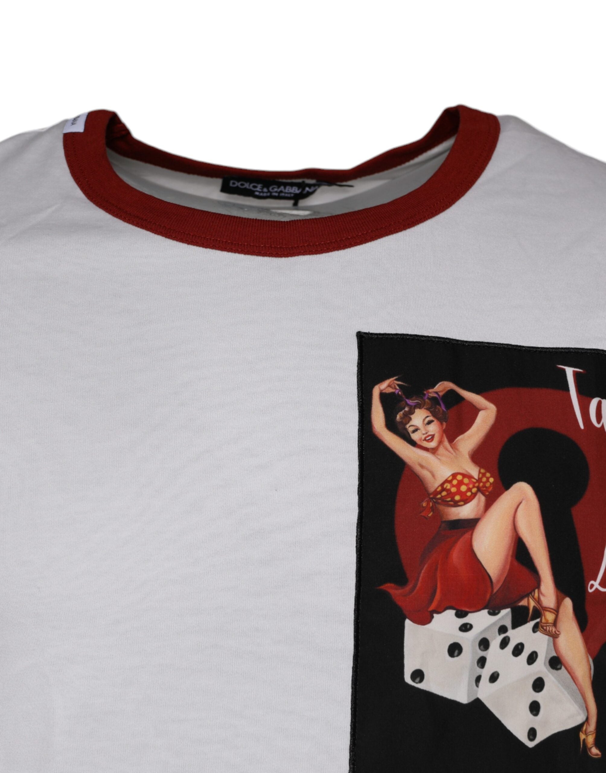 White Graphic Print Cotton Crew Neck T-shirt - ventzia