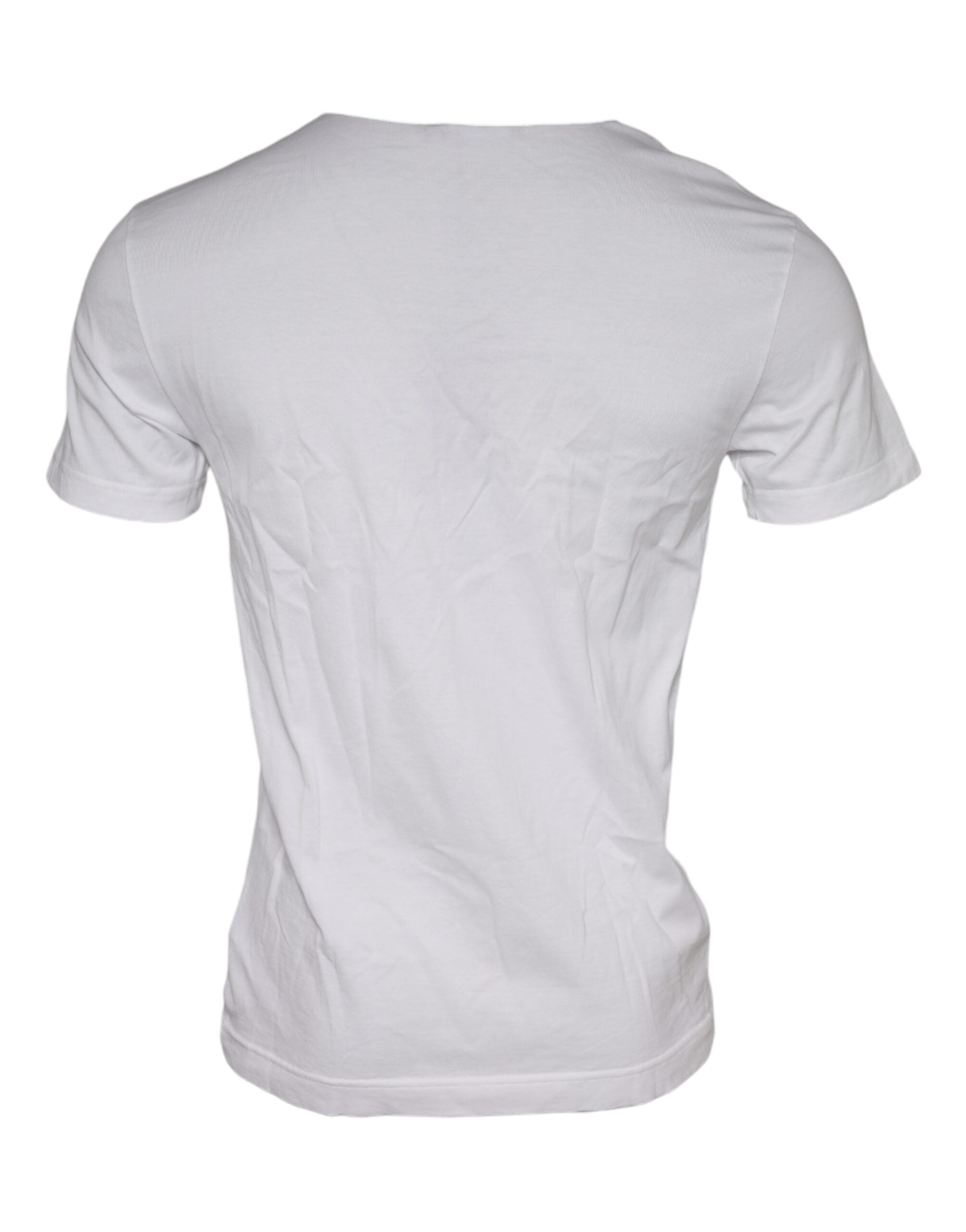 White Graphic Print Cotton Crew Neck T-shirt - ventzia