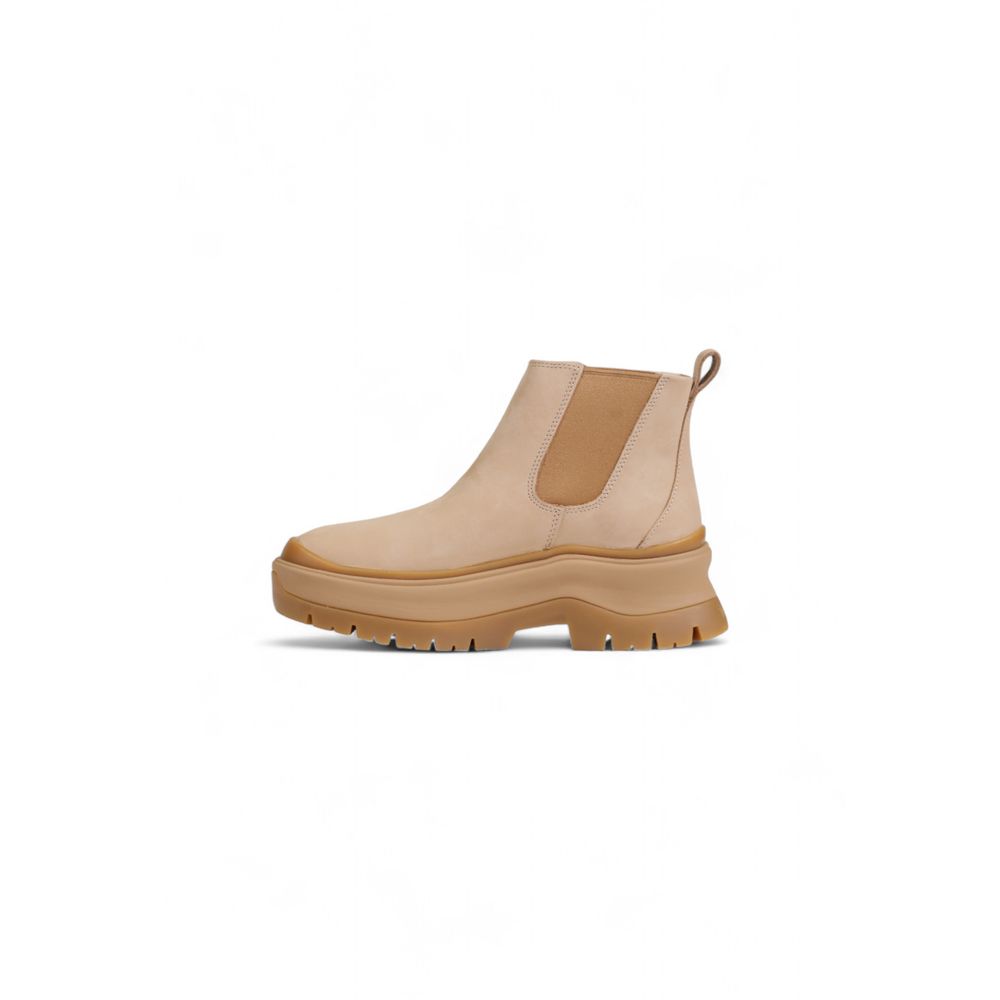 Beige Suede Leather Ankle