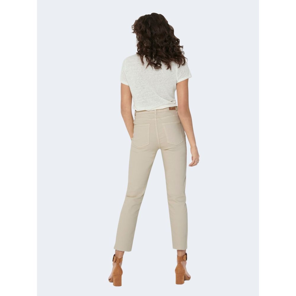 Beige Cotton Mom Jean - ventzia