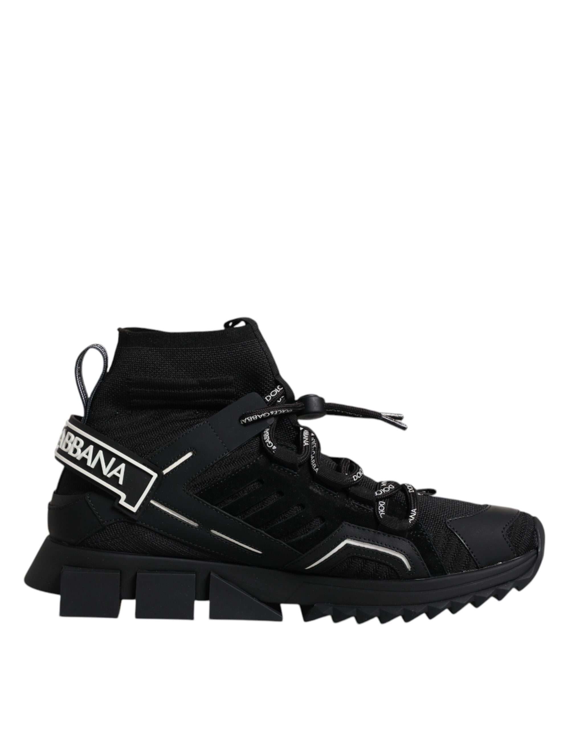 Black Sorrento Logo Men Sneakers Socks Shoes - ventzia