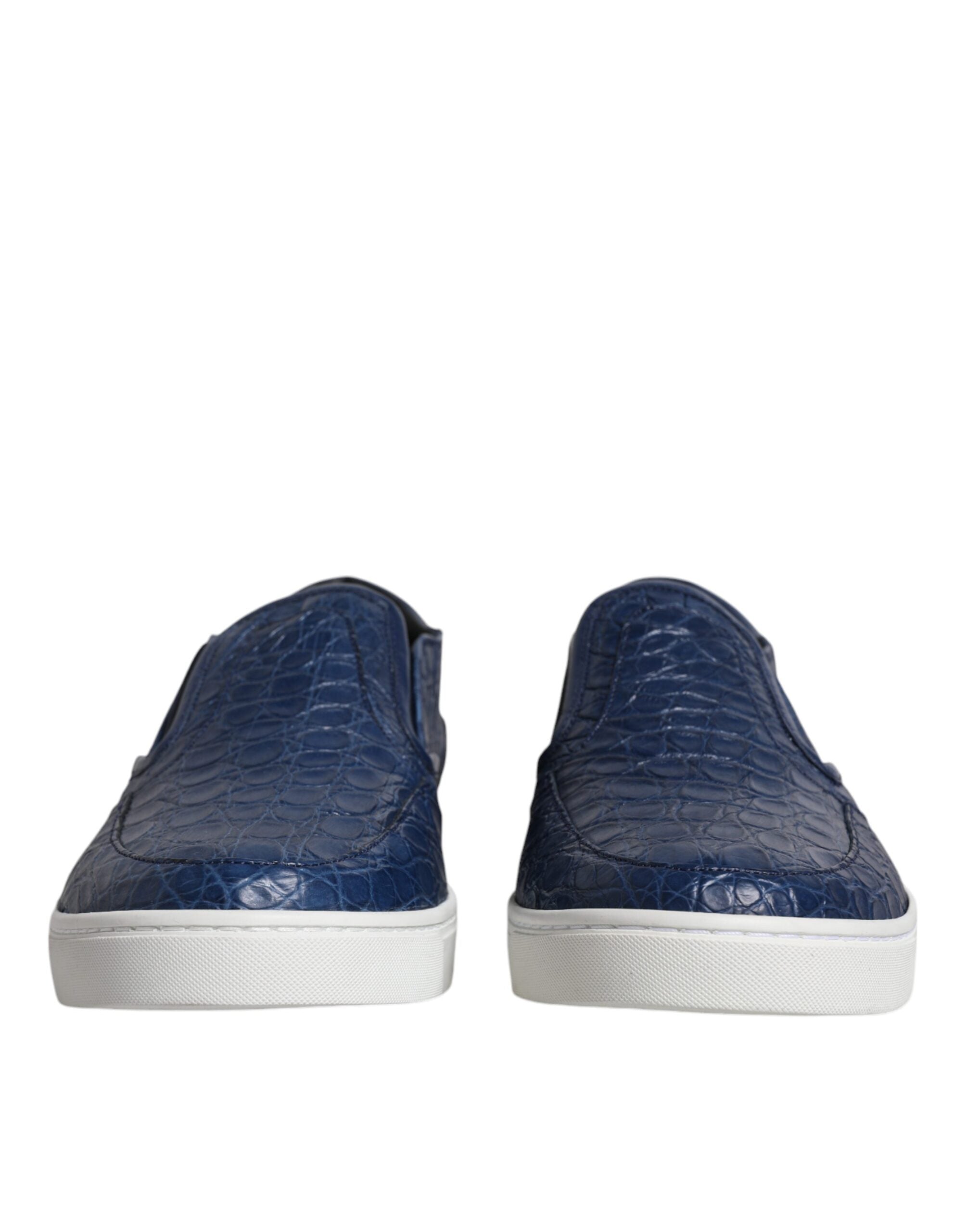 Blue Croc Exotic Leather Men Sneakers Shoes - ventzia