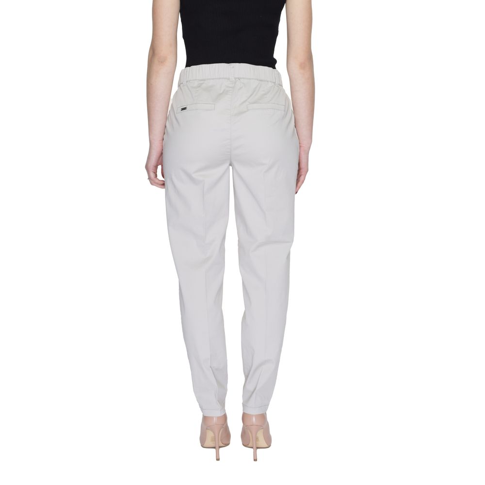Beige Cotton Casual Pants - ventzia