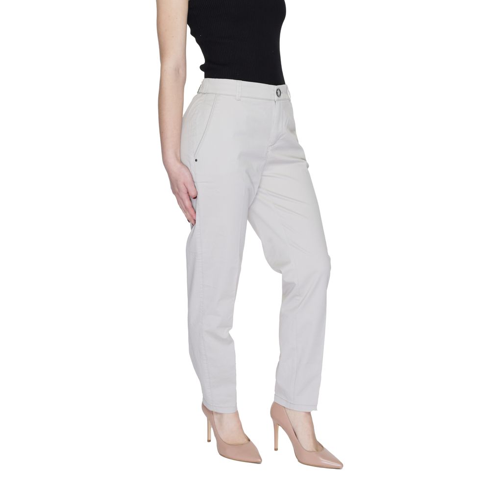 Beige Cotton Casual Pants - ventzia