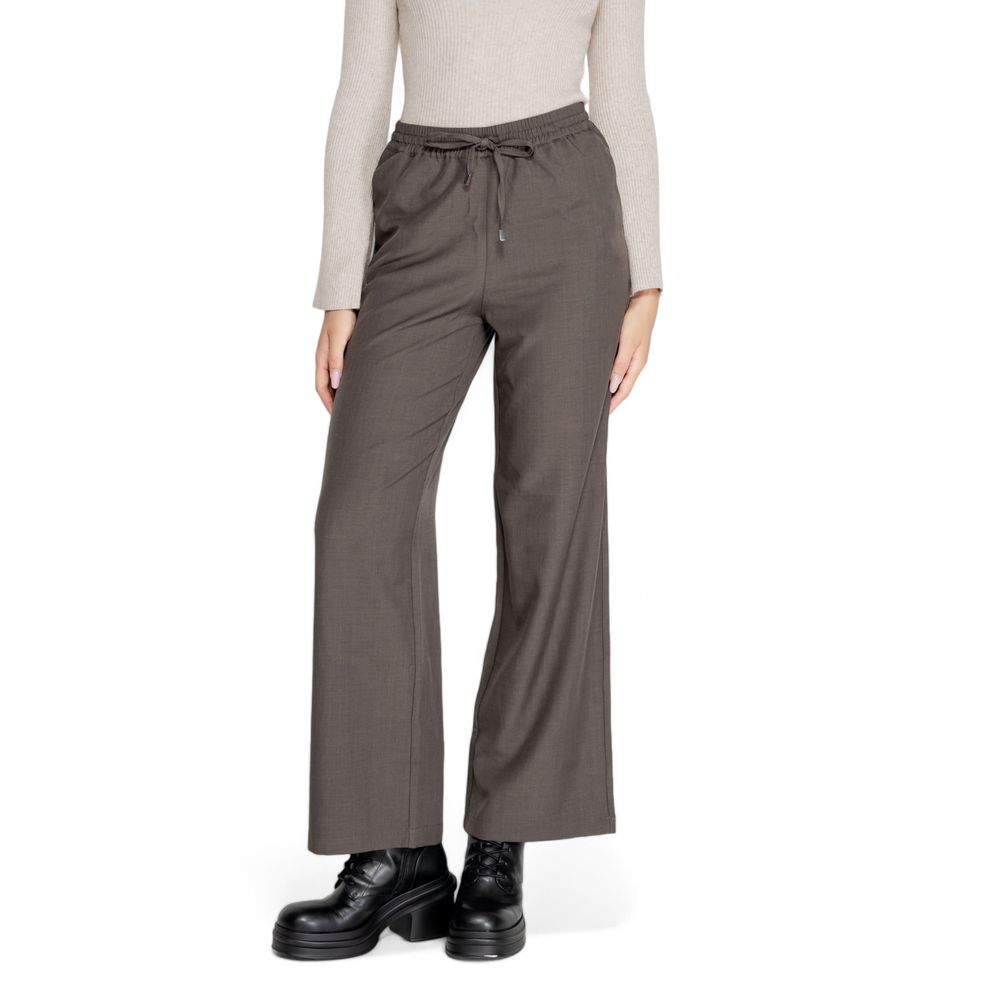 Gray Polyester Casual Pants - ventzia