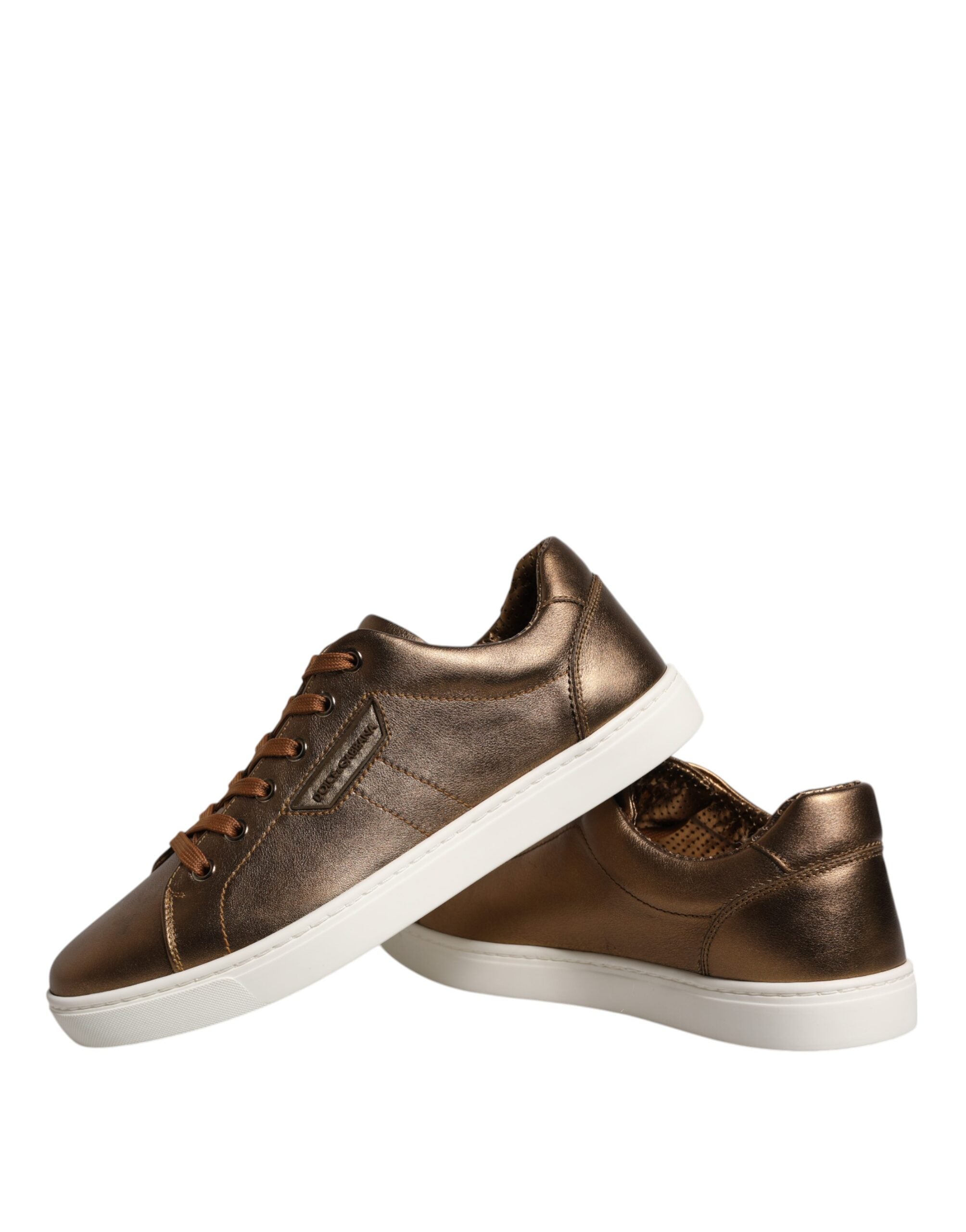 Gold Leather Logo London Men Sneaker Shoes - ventzia