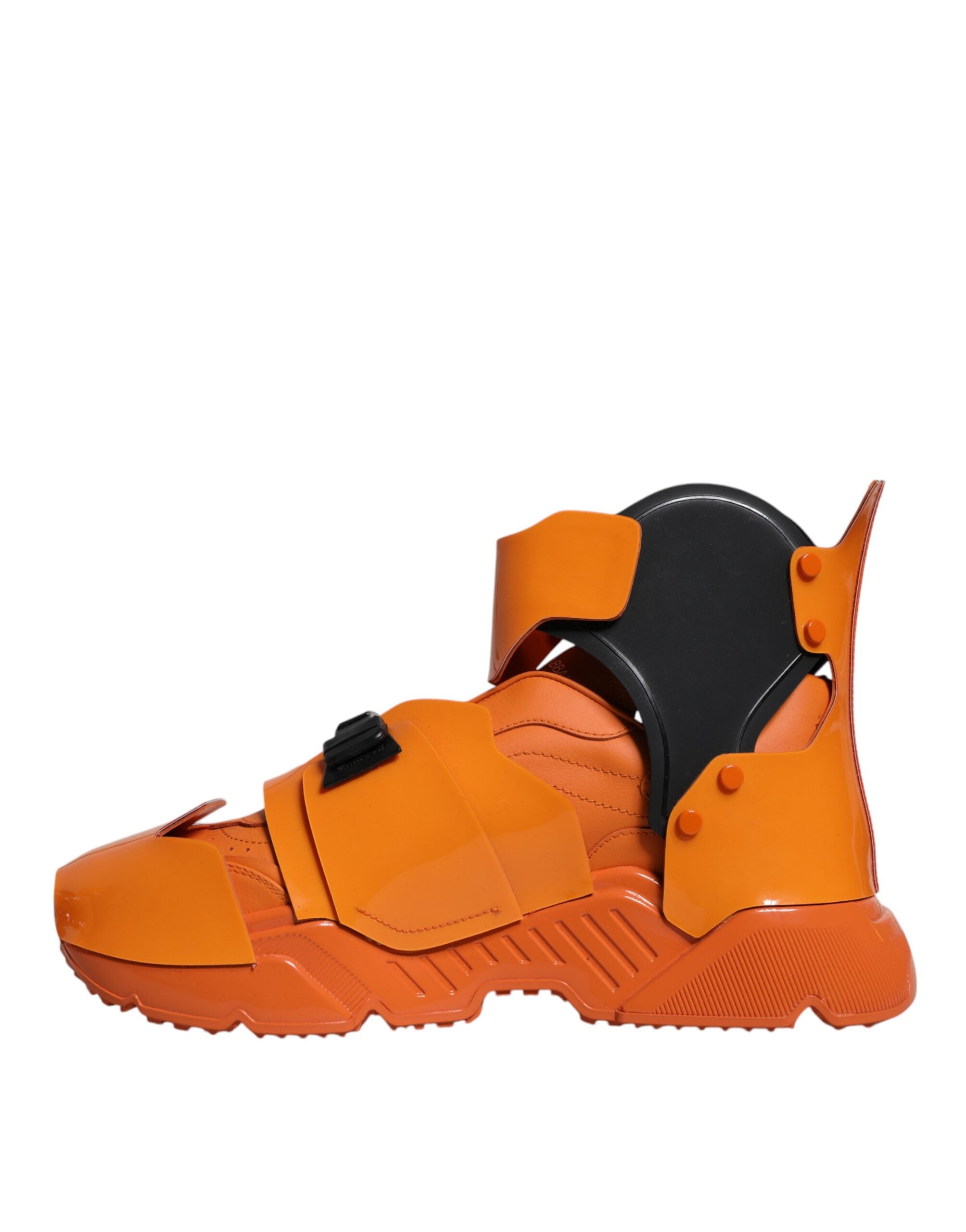 Orange Multi Panel Chunky High Top Sneakers Shoes - ventzia