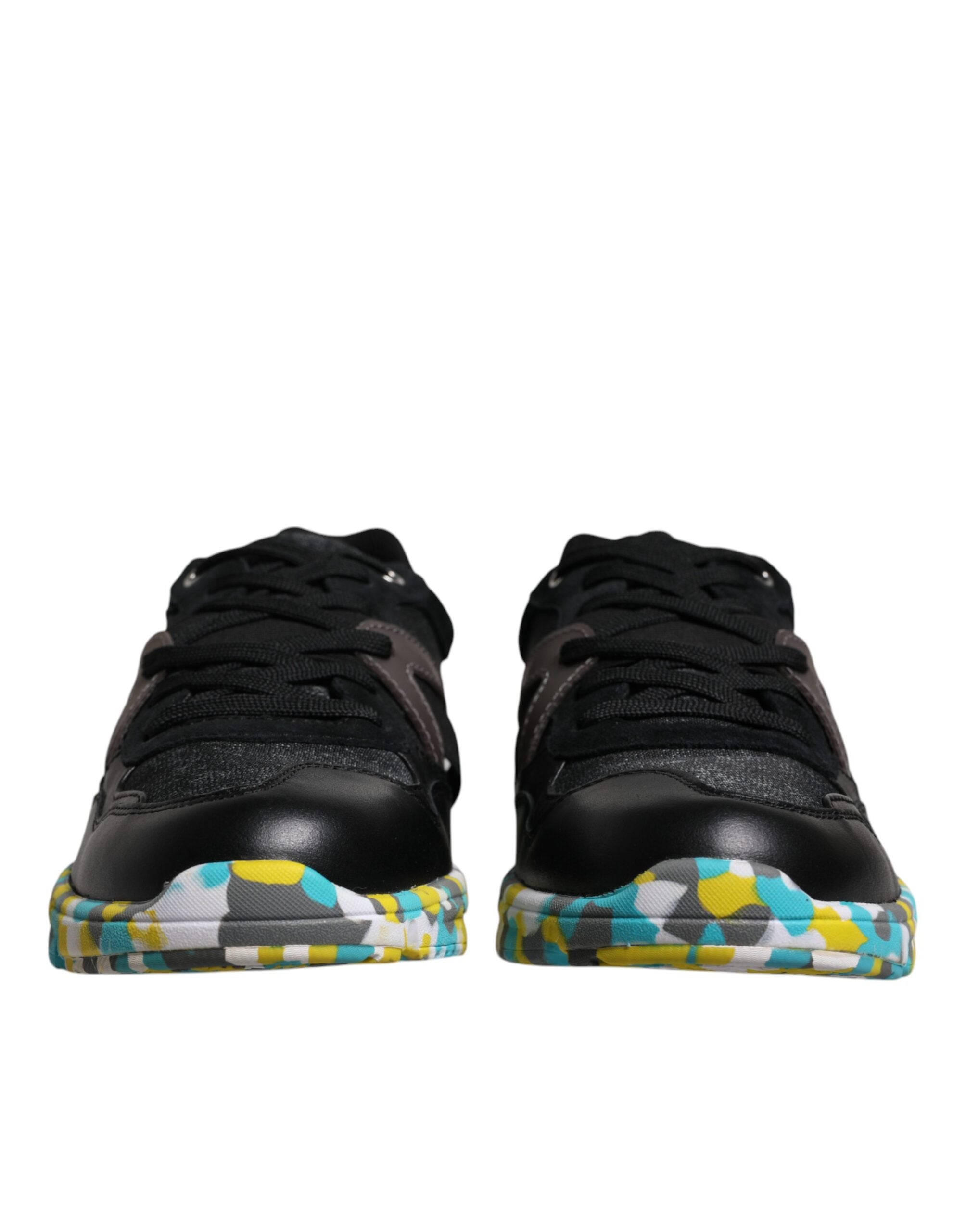 Black Polyester Low Top Men Sneakers Shoes - ventzia