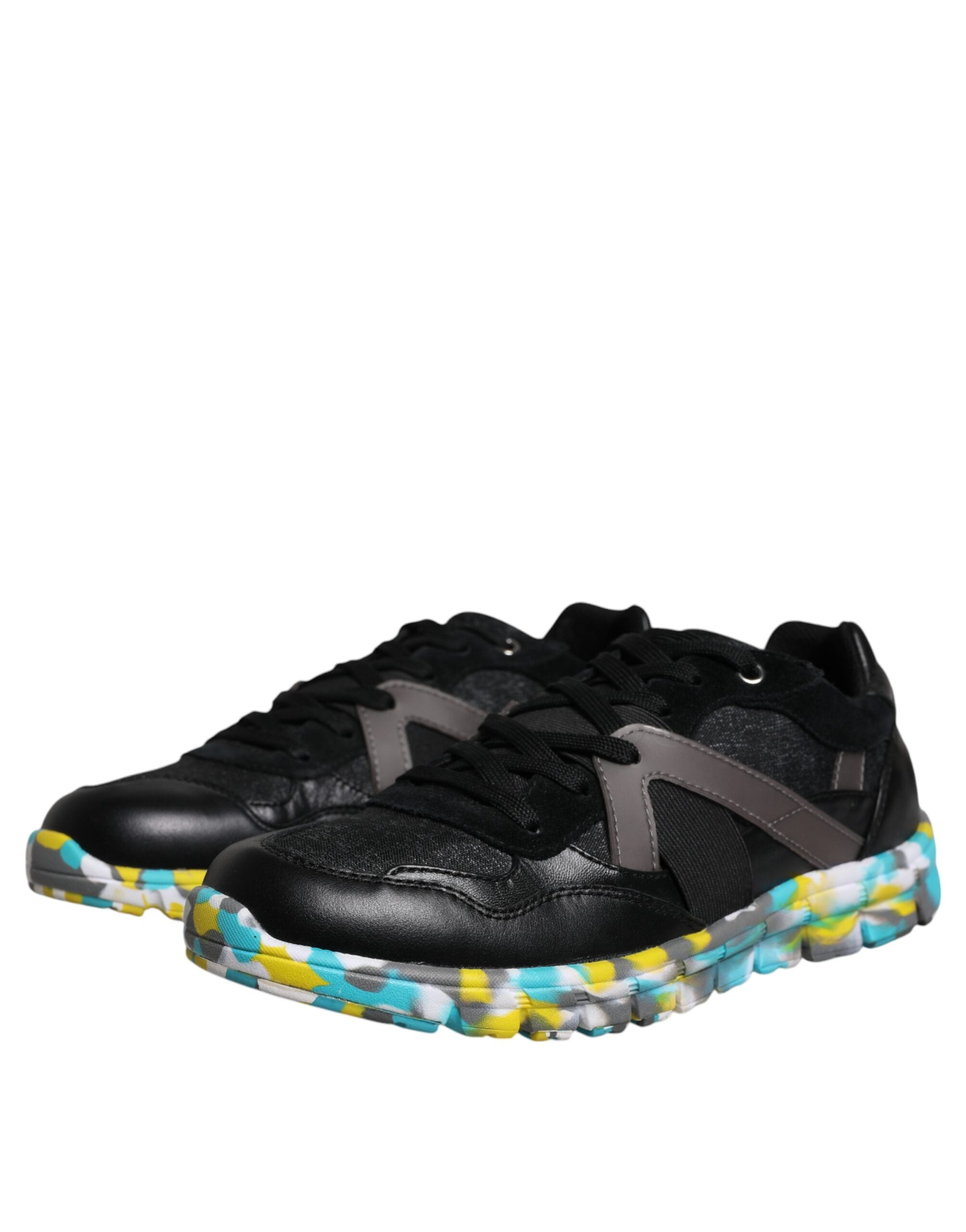 Black Polyester Low Top Men Sneakers Shoes - ventzia