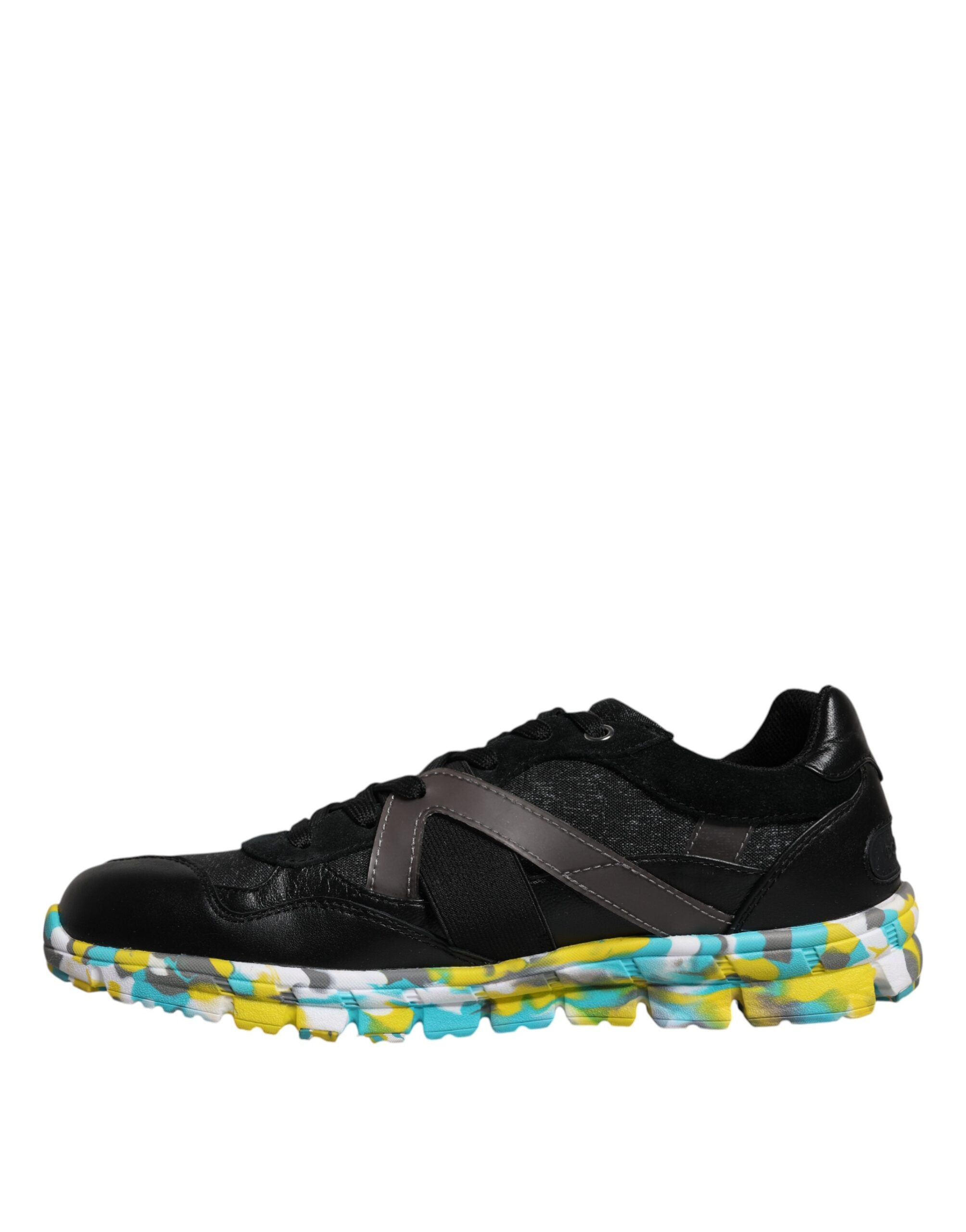Black Polyester Low Top Men Sneakers Shoes - ventzia