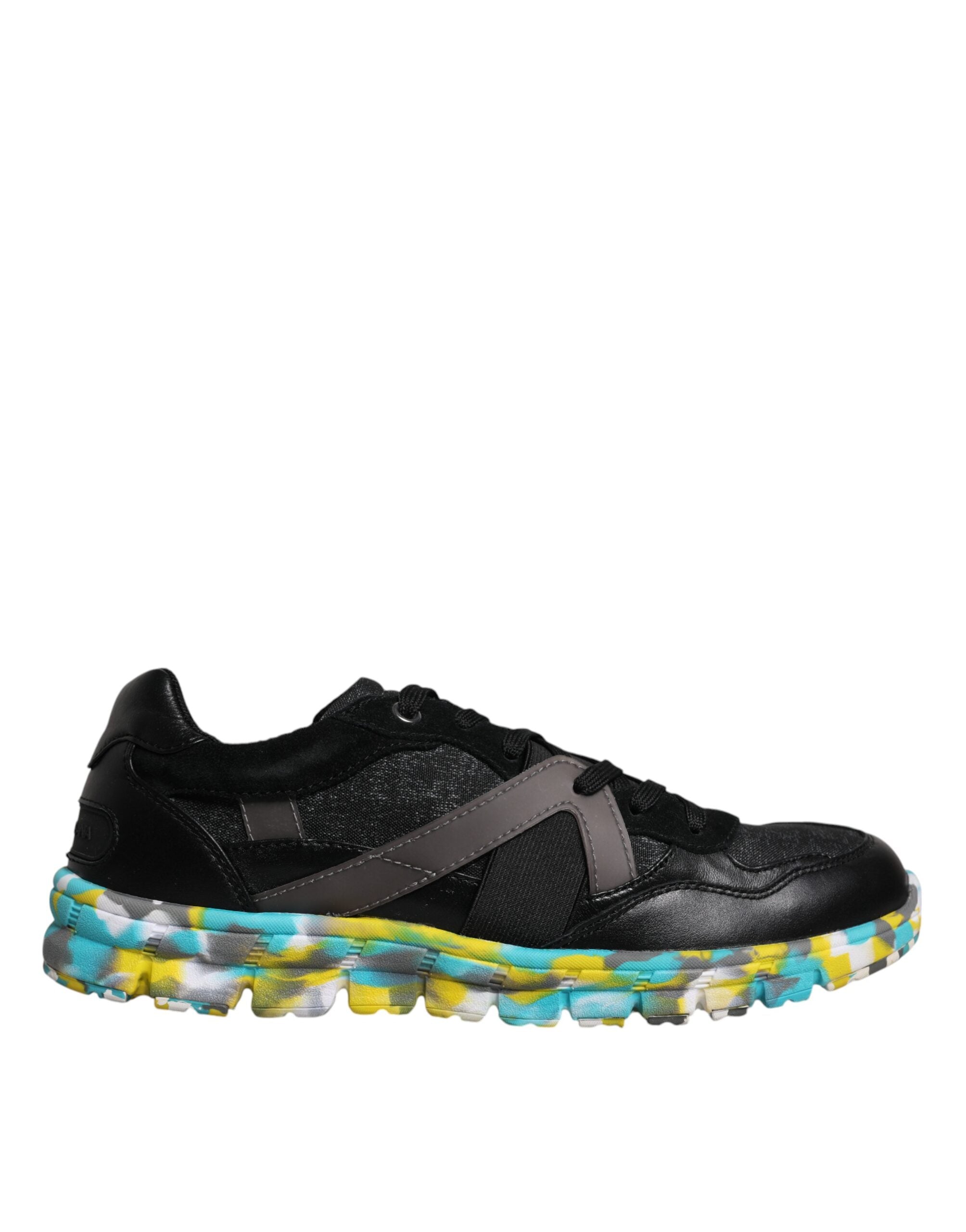 Black Polyester Low Top Men Sneakers Shoes - ventzia