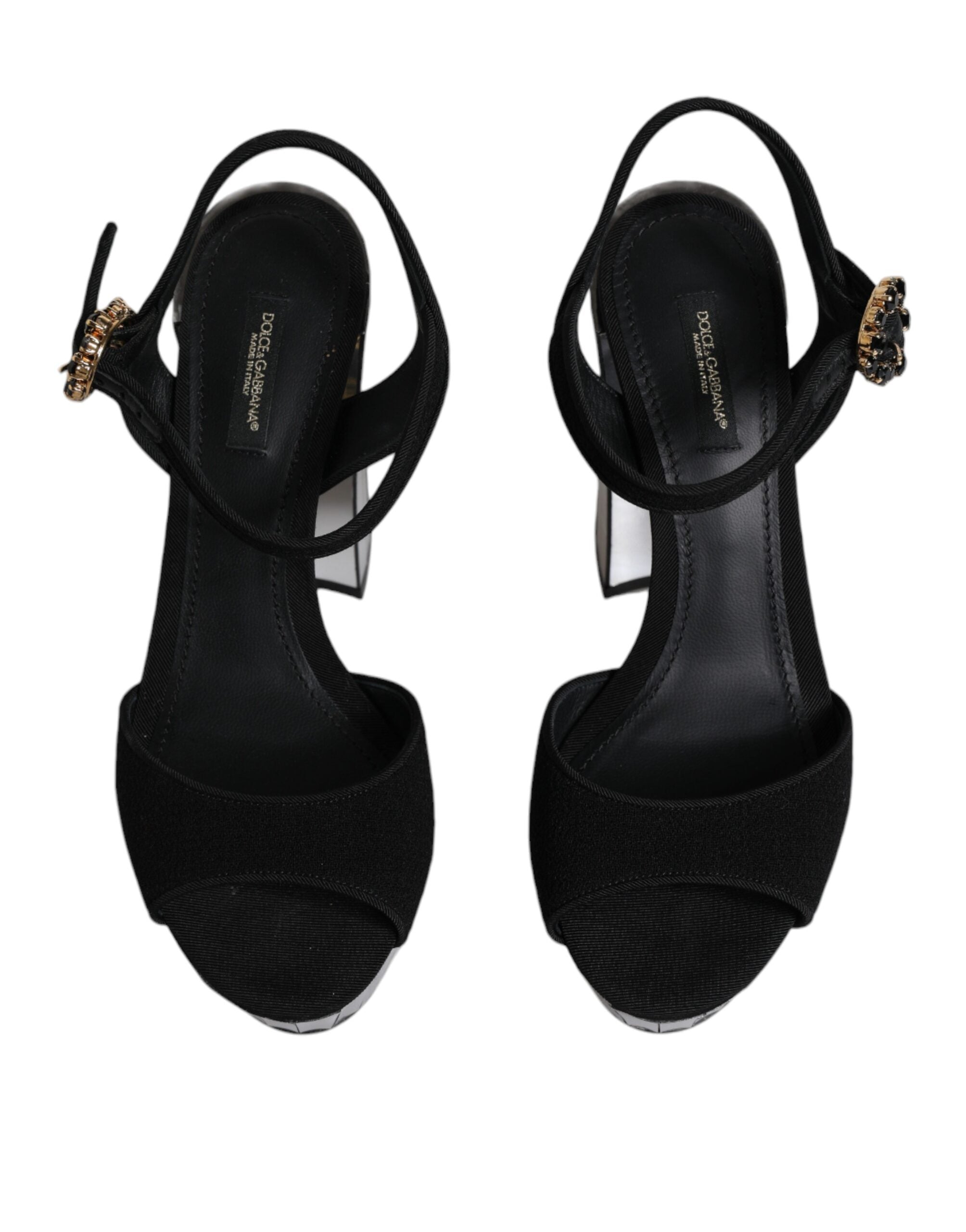 Black Mirror Heels Platform Sandals Shoes - ventzia