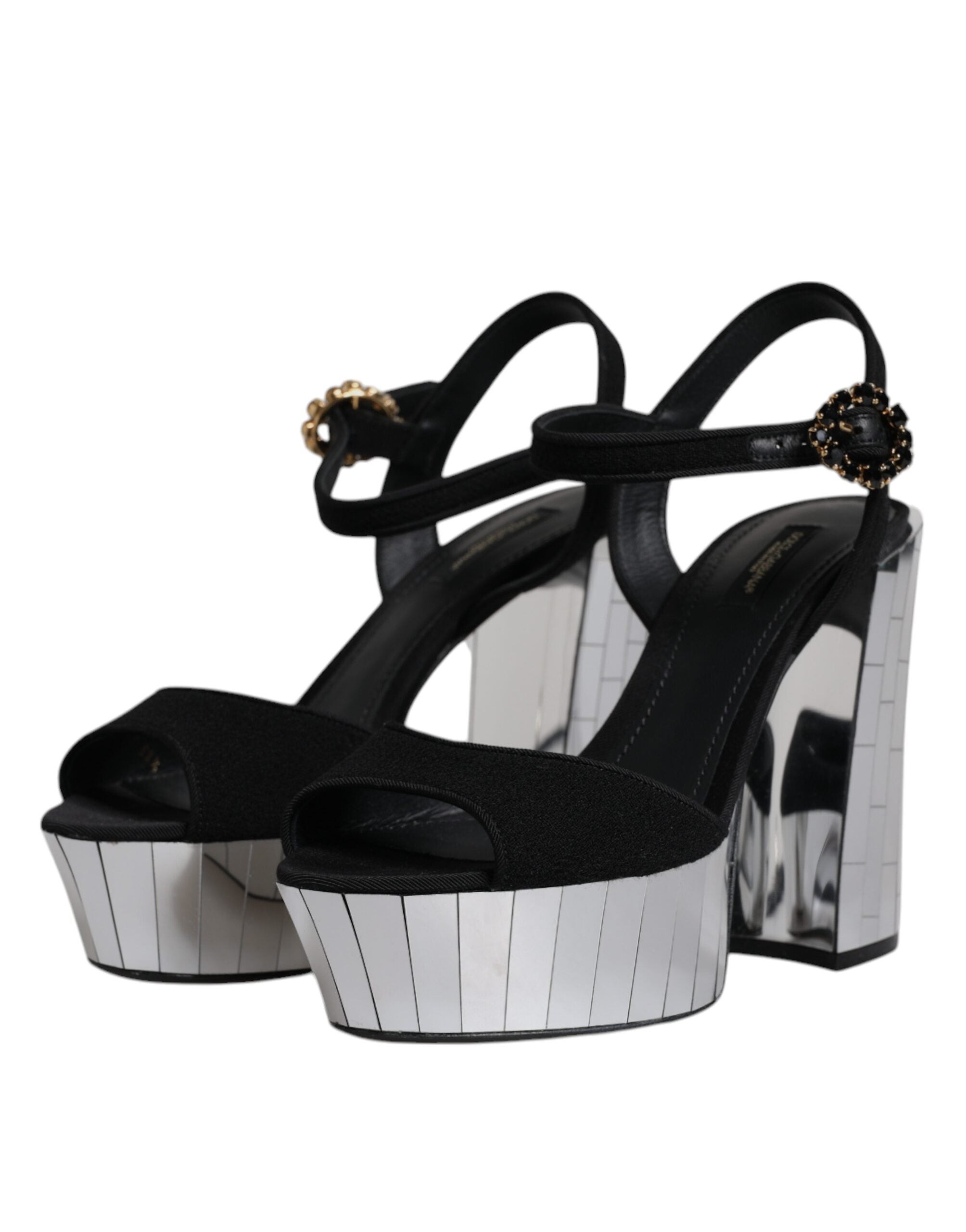 Black Mirror Heels Platform Sandals Shoes - ventzia