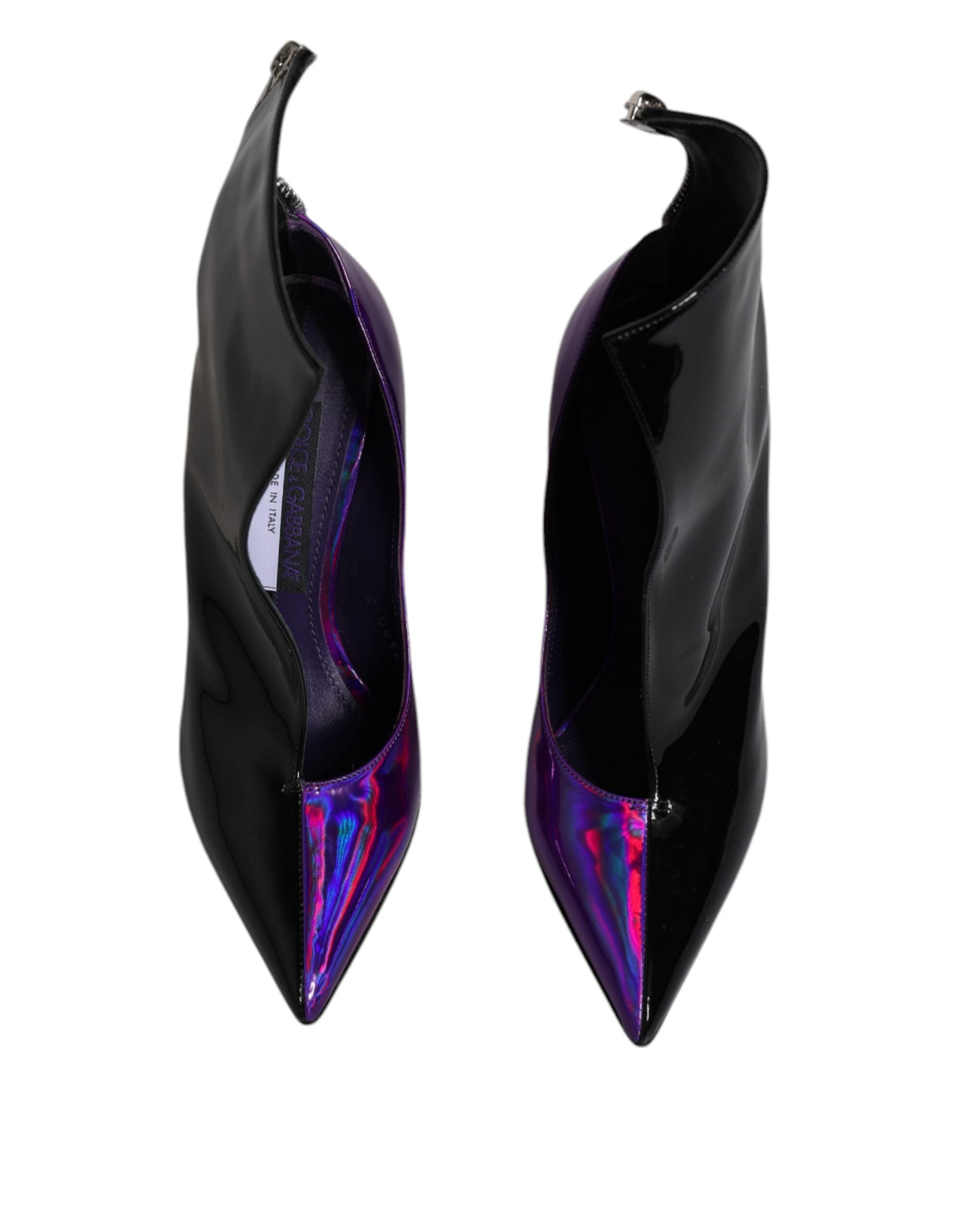 Purple Black Pointed Ankle Boots Shoes - ventzia