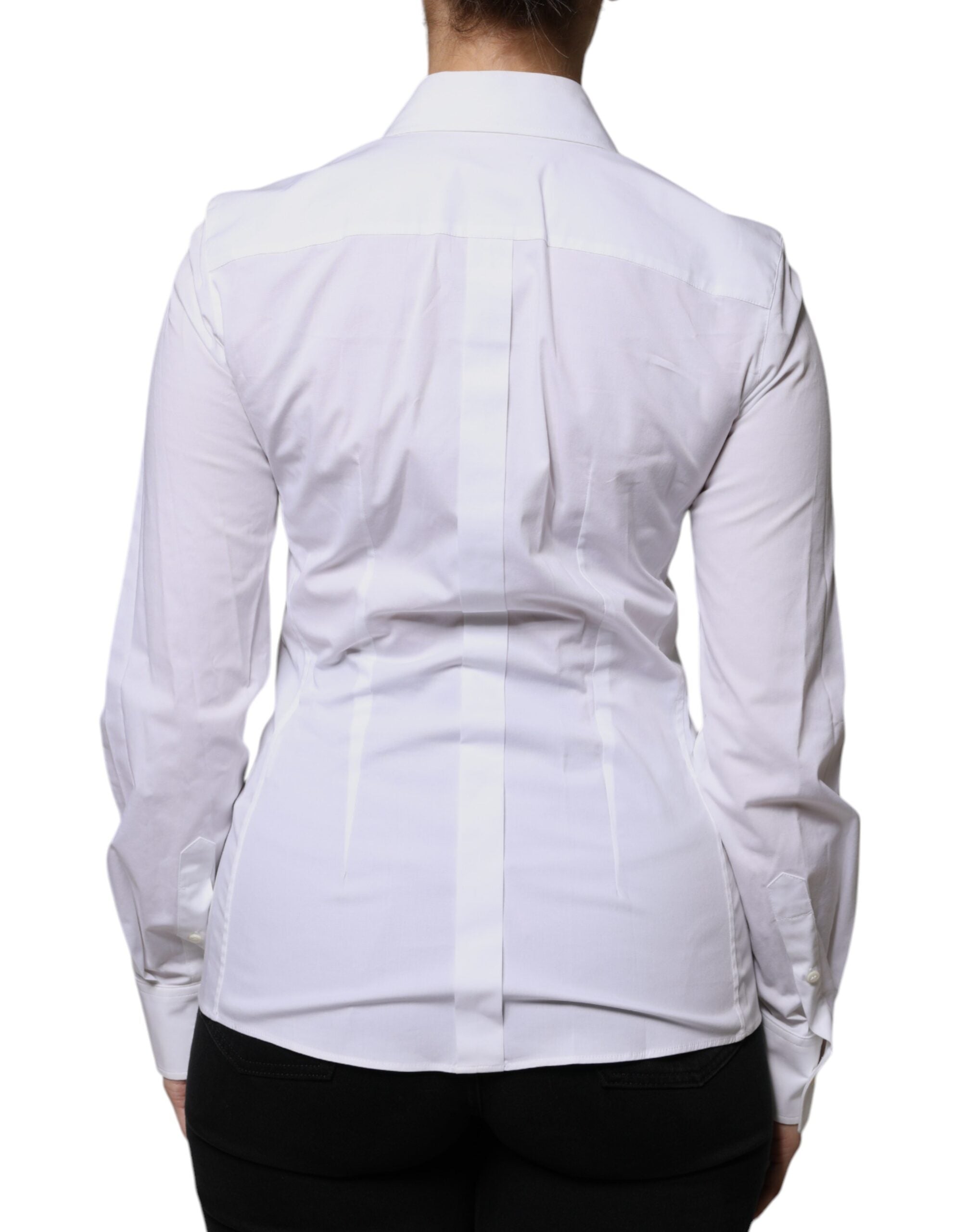 White Cotton Collared Long Sleeves Shirt Top - ventzia