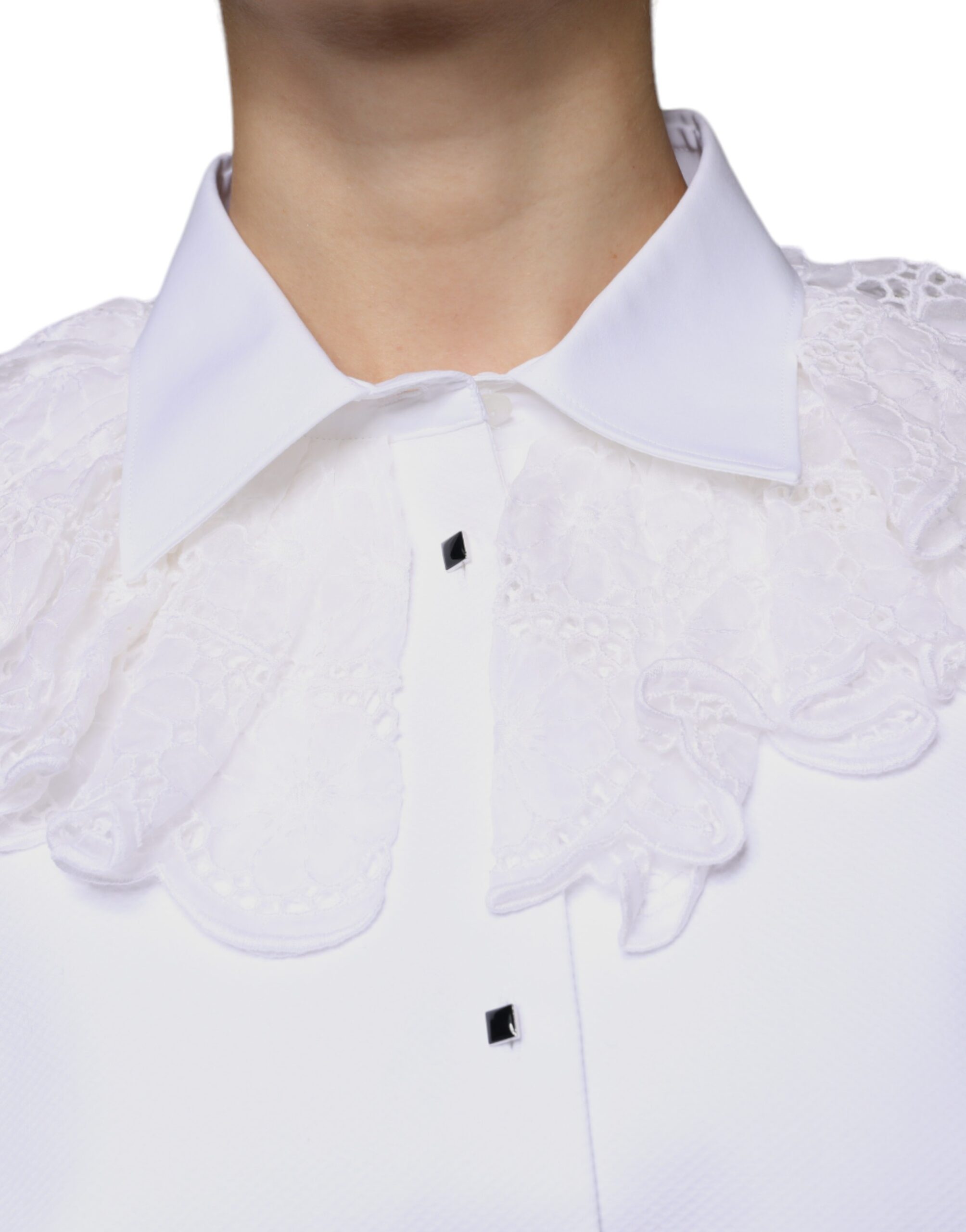 White Cotton Poplin Shirt Dress Blouse Top - ventzia