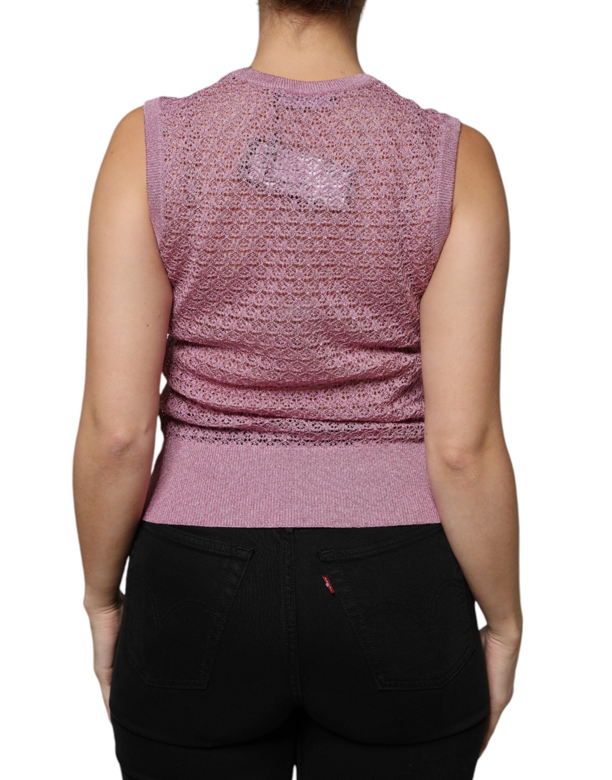 Pink Mesh See Through Sleeveless Tank Top - ventzia