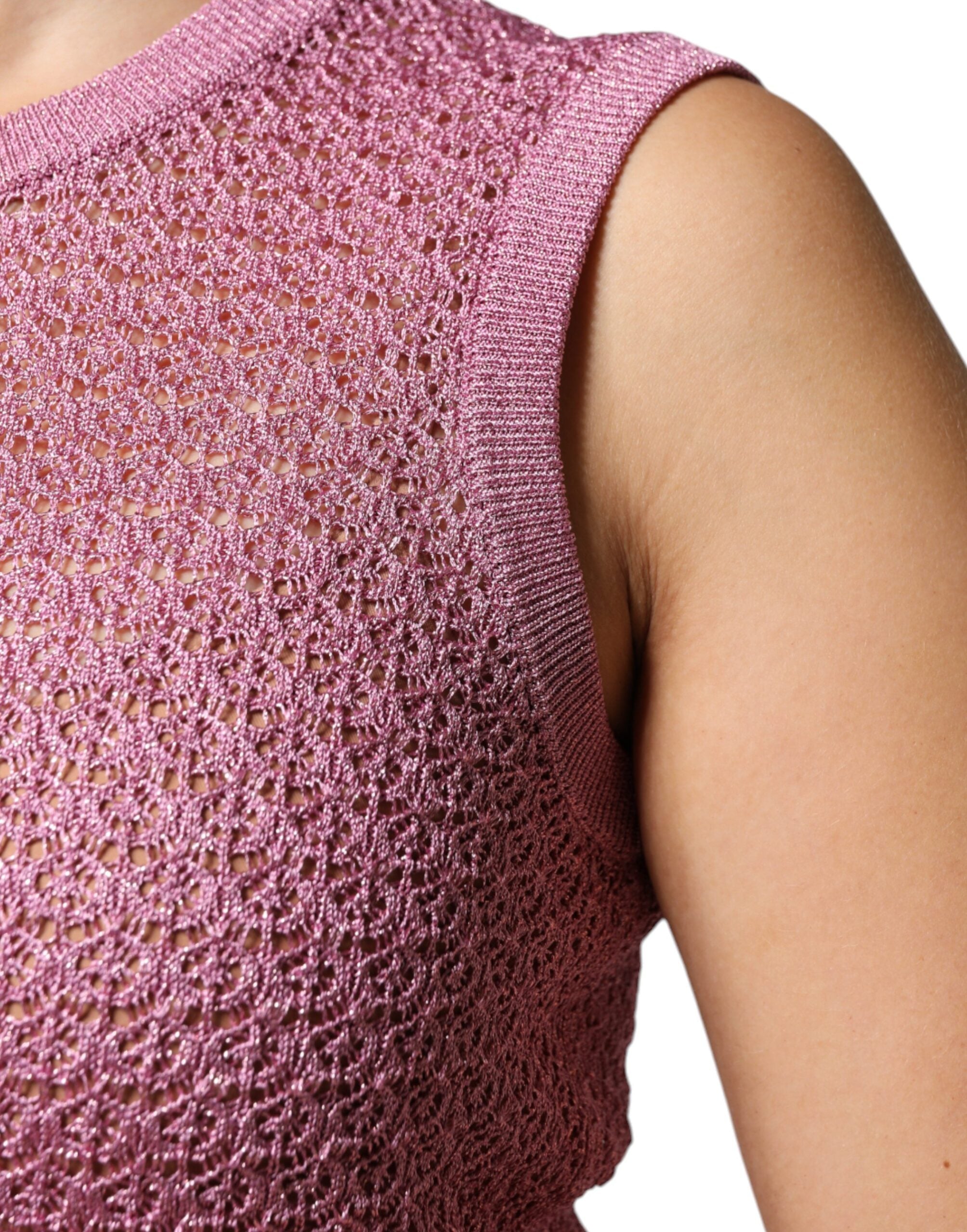 Pink Mesh See Through Sleeveless Tank Top - ventzia