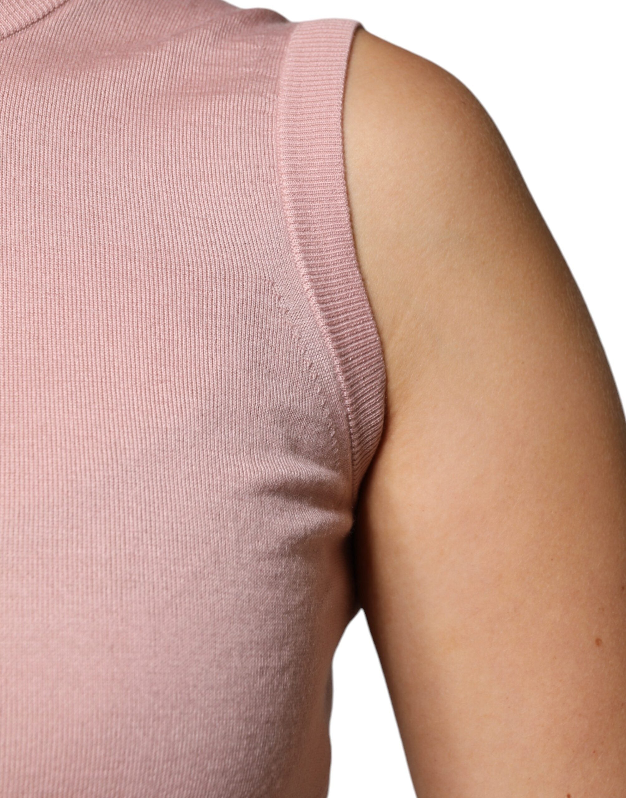 Pink Cashmere Knitted Sleeveless Tank Top - ventzia
