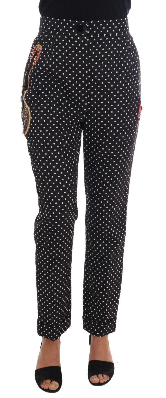 Elegant Polka Dot Embellished Trousers - ventzia